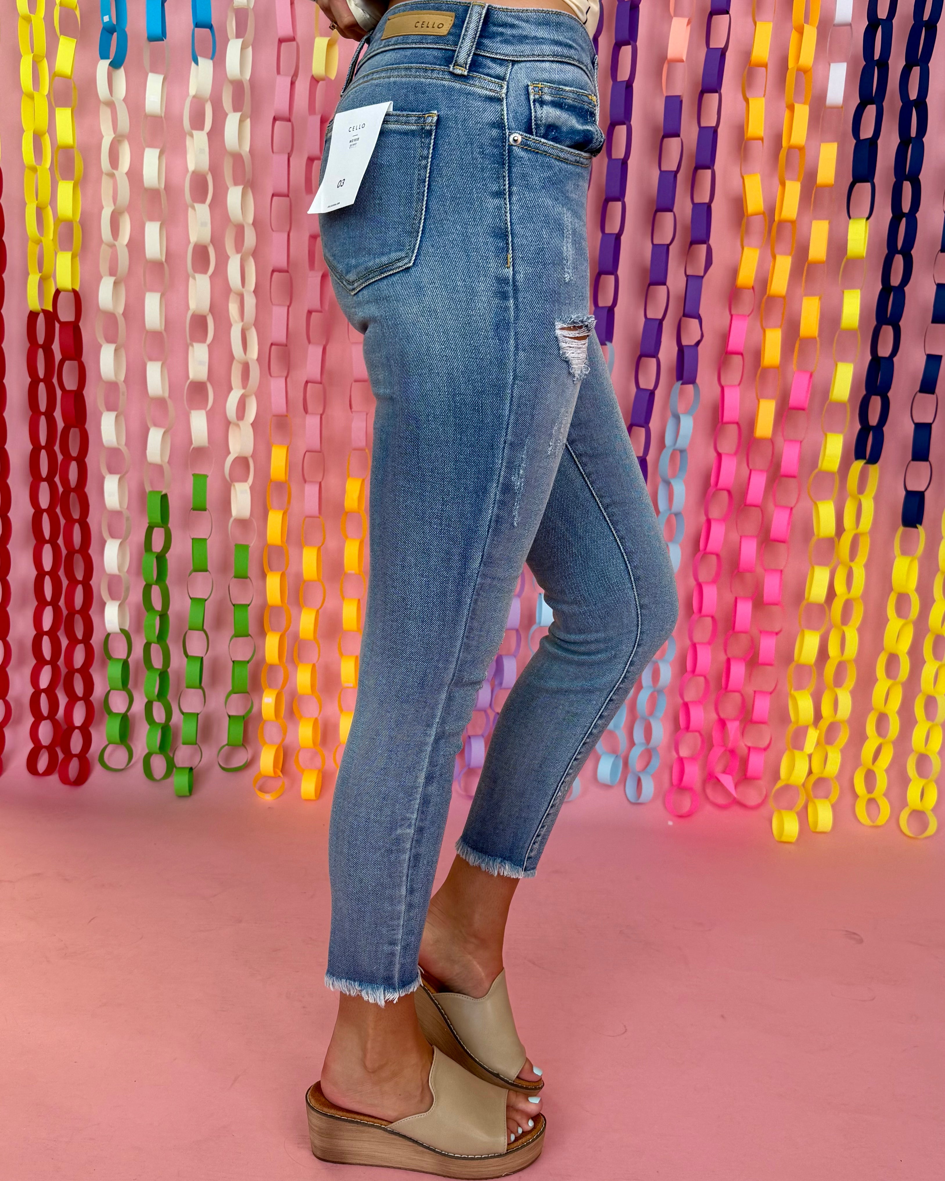 One Day Medium Denim Mid Rise Crop Skinny Jean-Shop-Womens-Boutique-Clothing