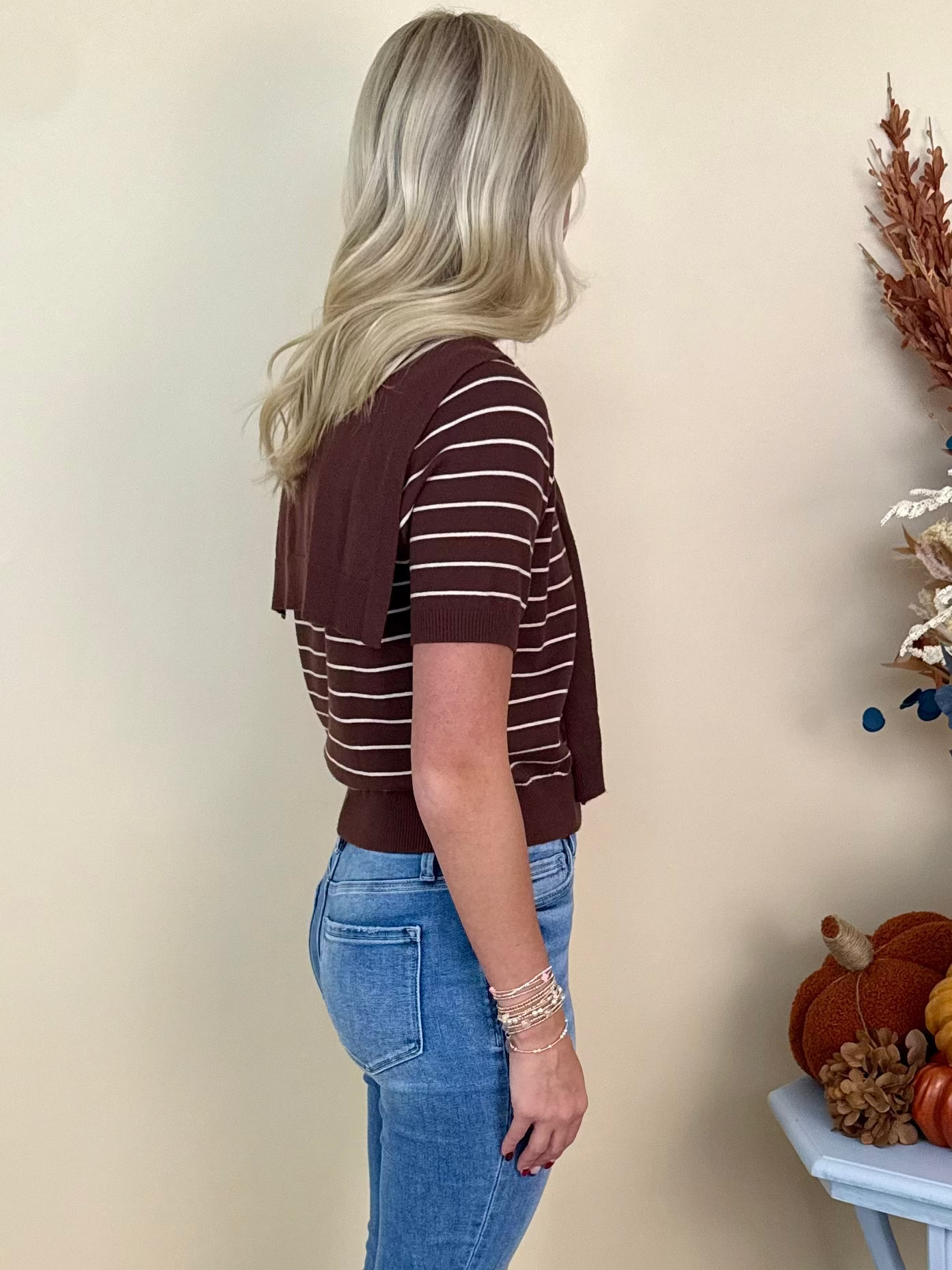Sweet Personality Brown Striped Front Tie Sweater-Shop-Womens-Boutique-Clothing