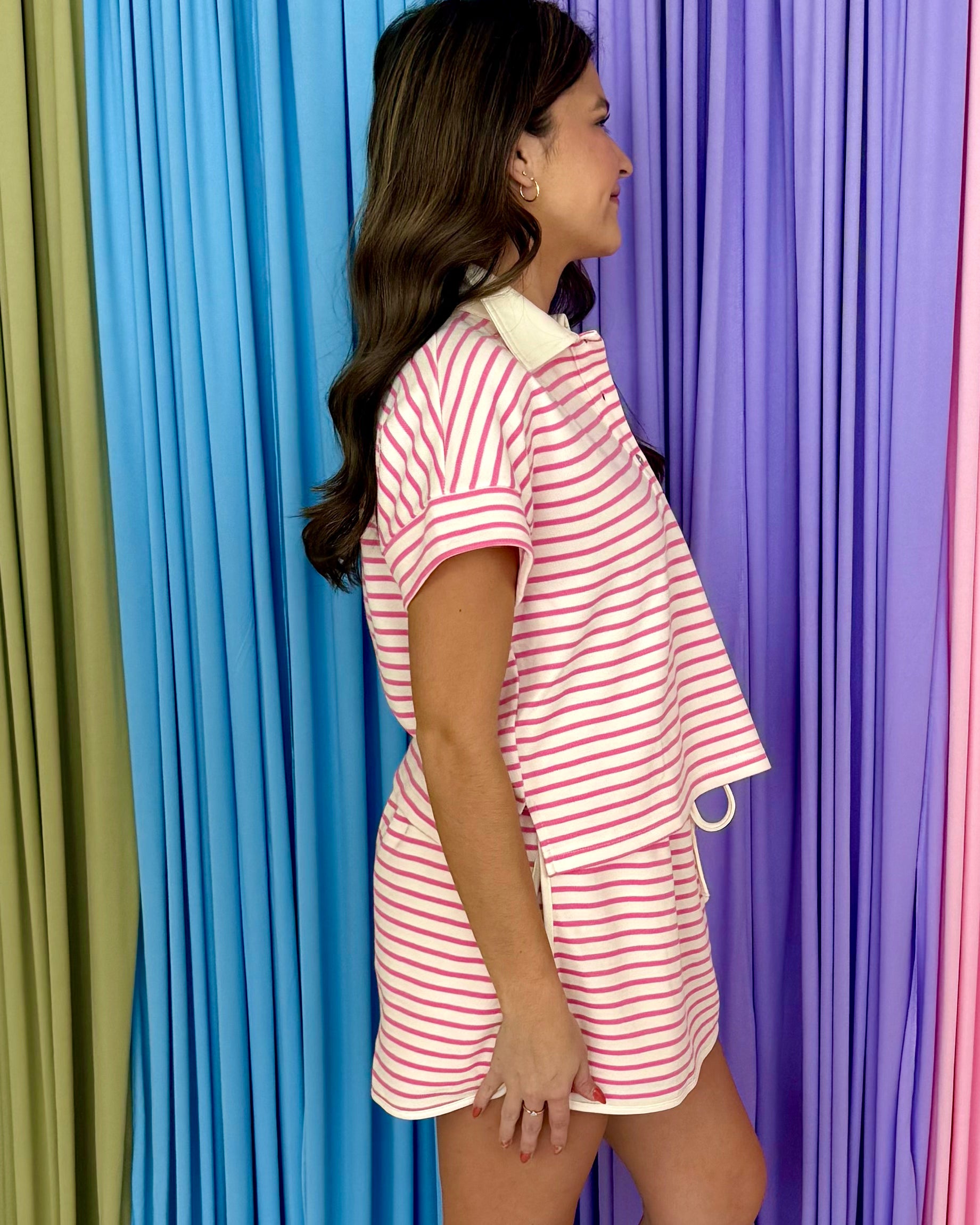 Rosewater Romance Pink Striped Collared Top-Shop-Womens-Boutique-Clothing