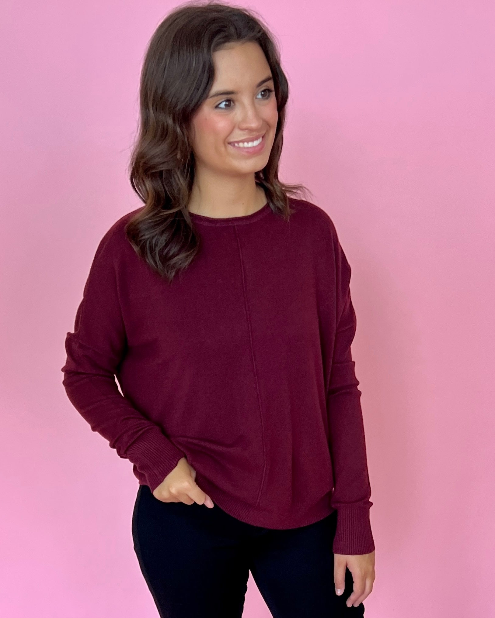 Tucked Away Maroon Sweater-Shop-Womens-Boutique-Clothing