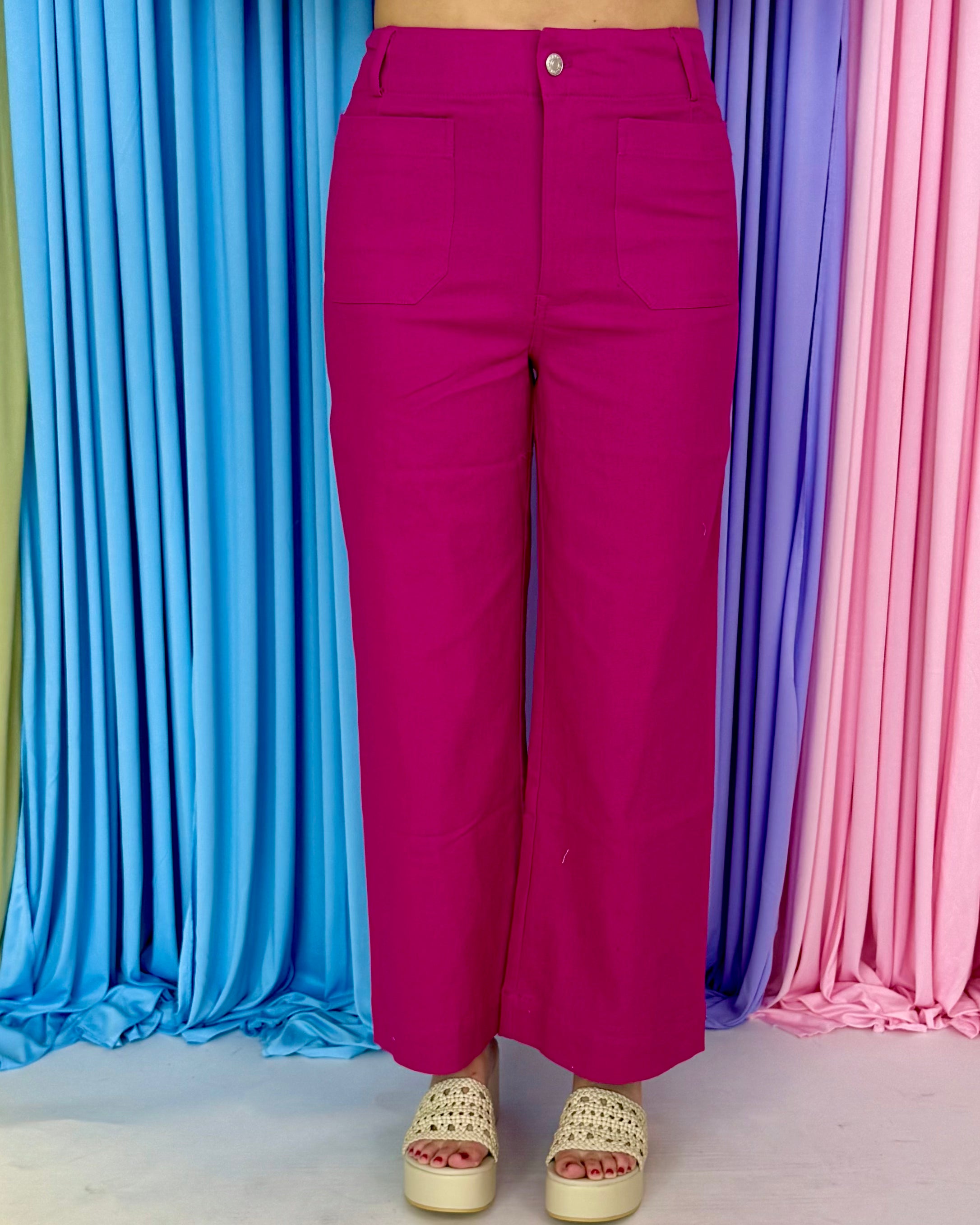 In Plain Sight Hot Pink Wide Leg Pants-Shop-Womens-Boutique-Clothing