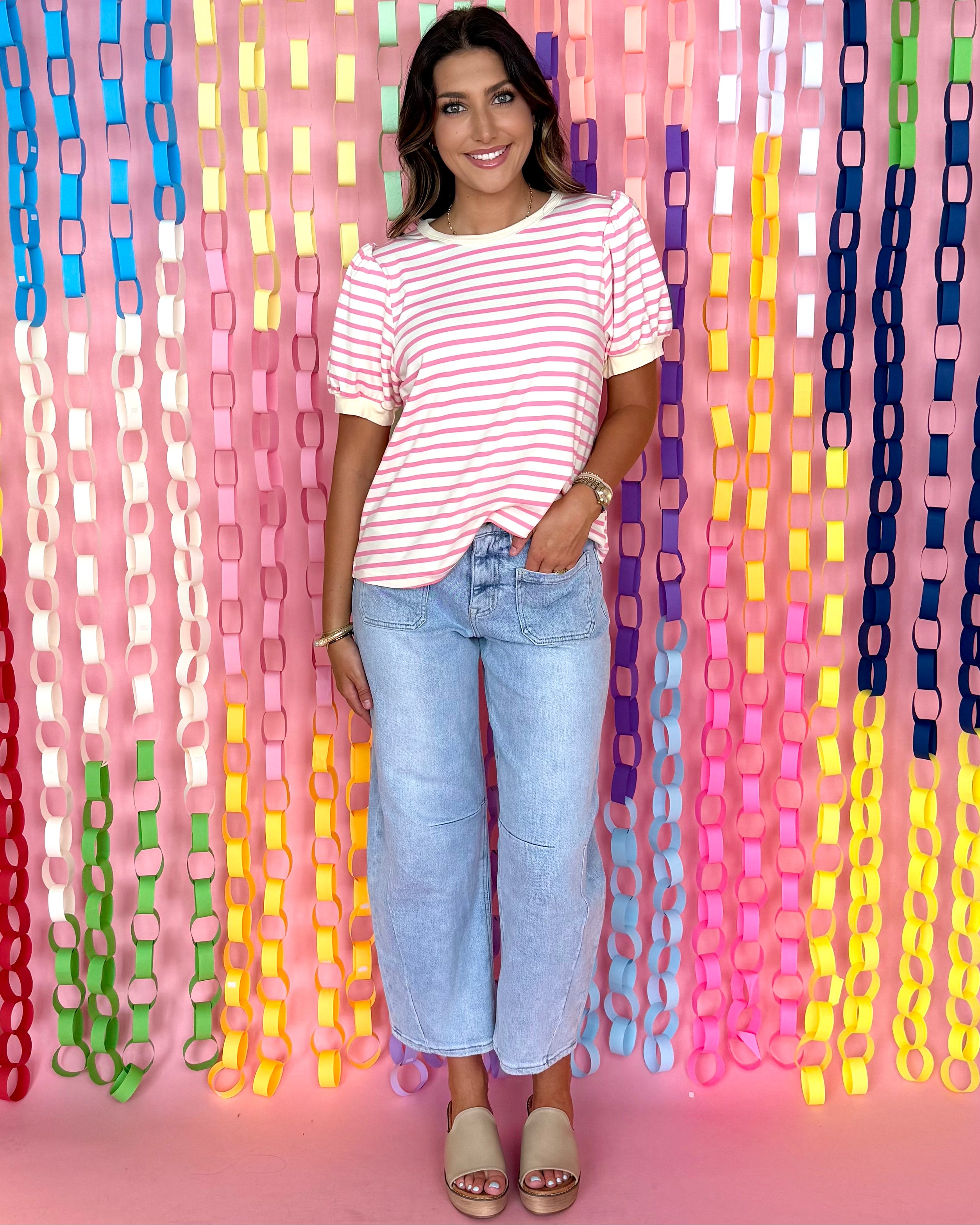 Let It Shine Pink Striped Top-Shop-Womens-Boutique-Clothing