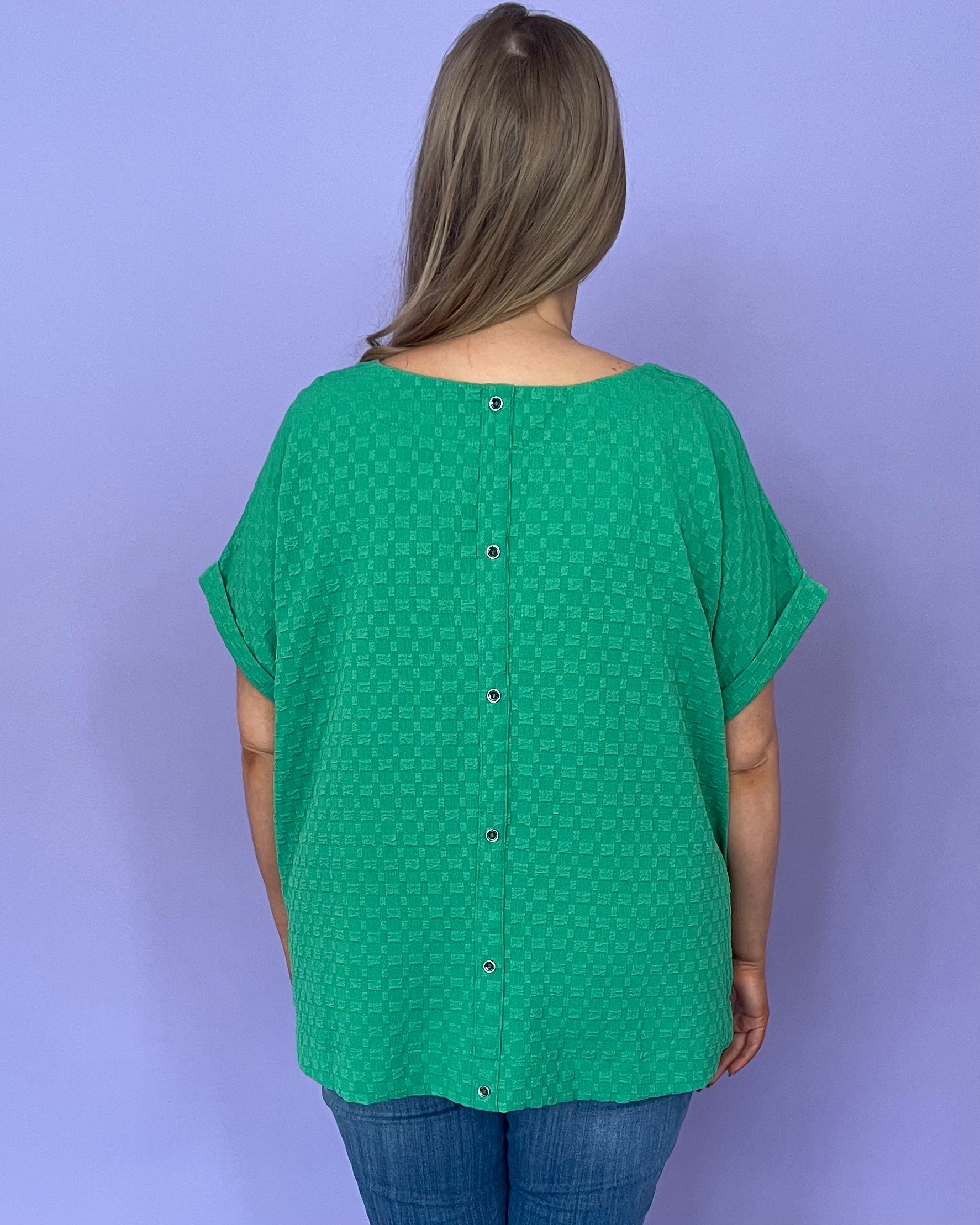 Let's Connect Plus Green Texture Top-Shop-Womens-Boutique-Clothing