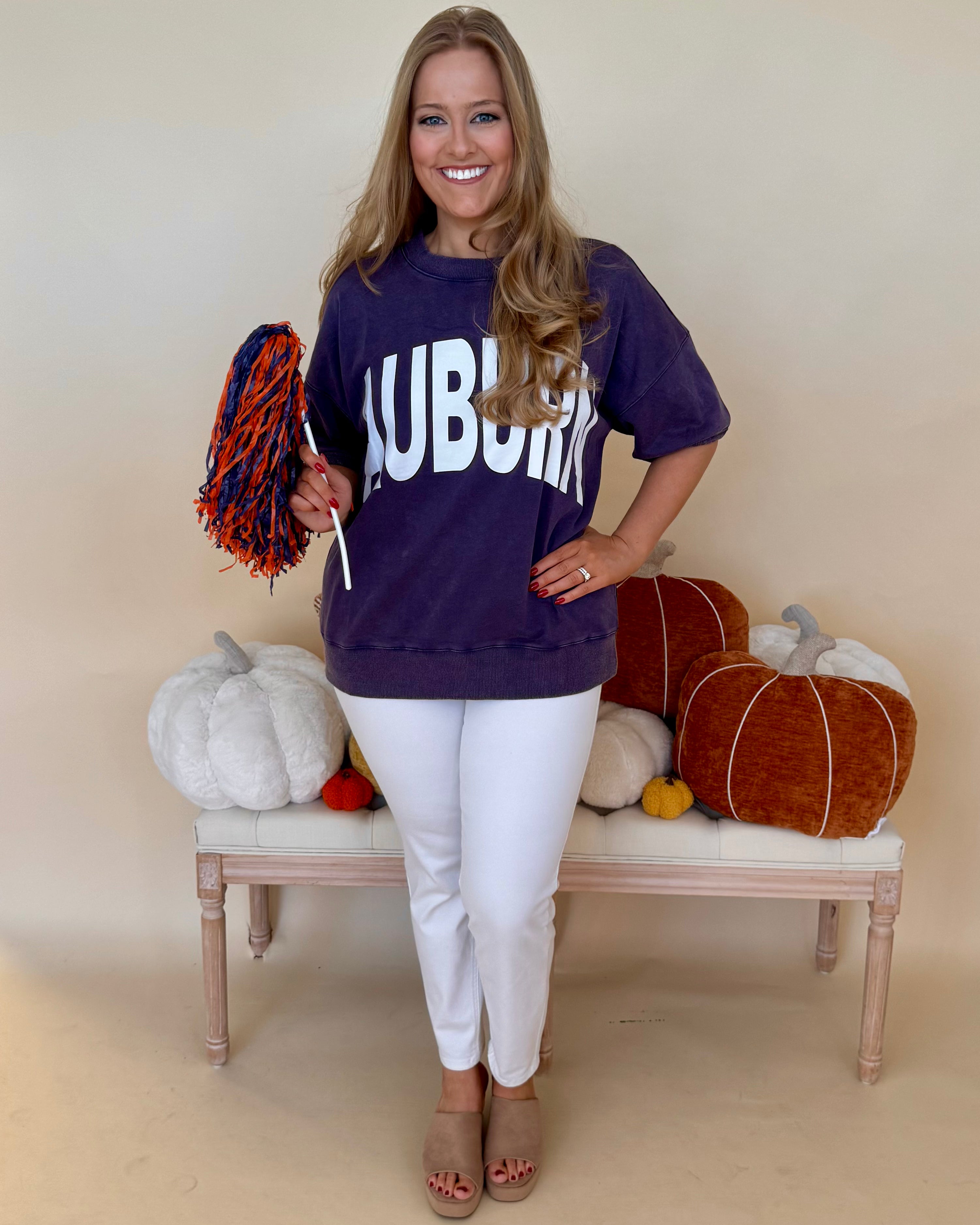 The Distance Washed Navy Plus AU Sweatshirt-Shop-Womens-Boutique-Clothing