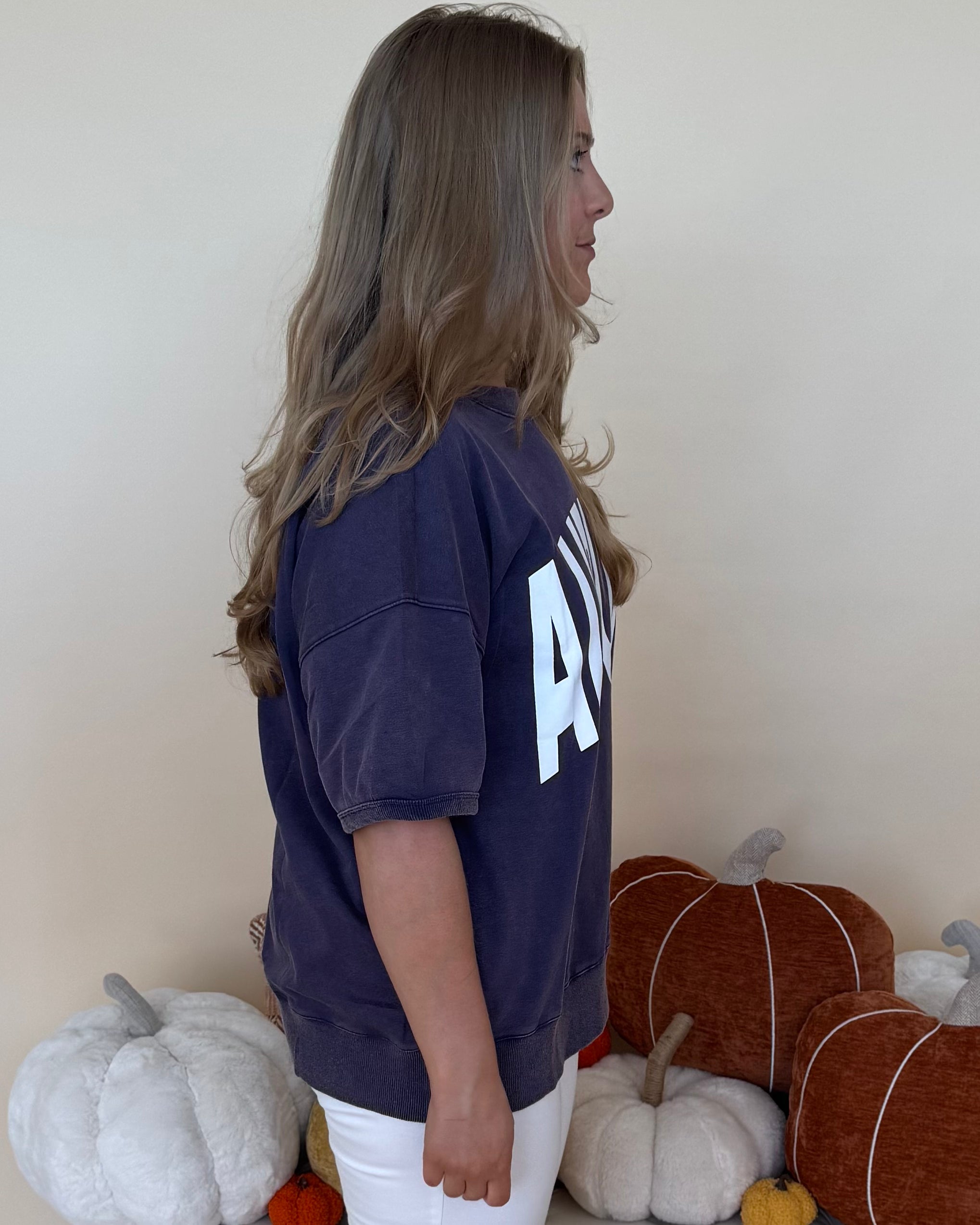 The Distance Washed Navy Plus AU Sweatshirt-Shop-Womens-Boutique-Clothing