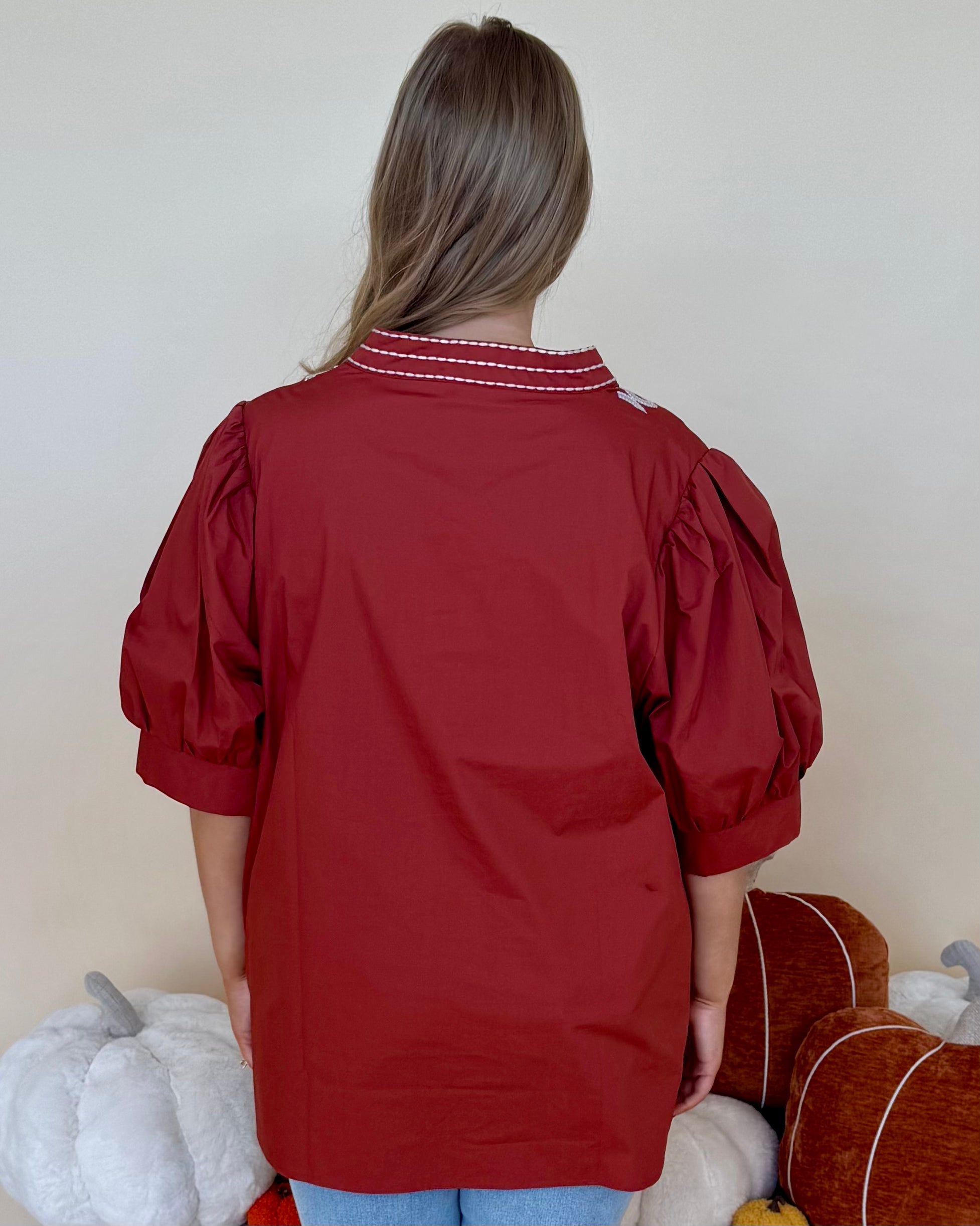 Midnight Dreams Rust Plus Embroidered Top-Shop-Womens-Boutique-Clothing