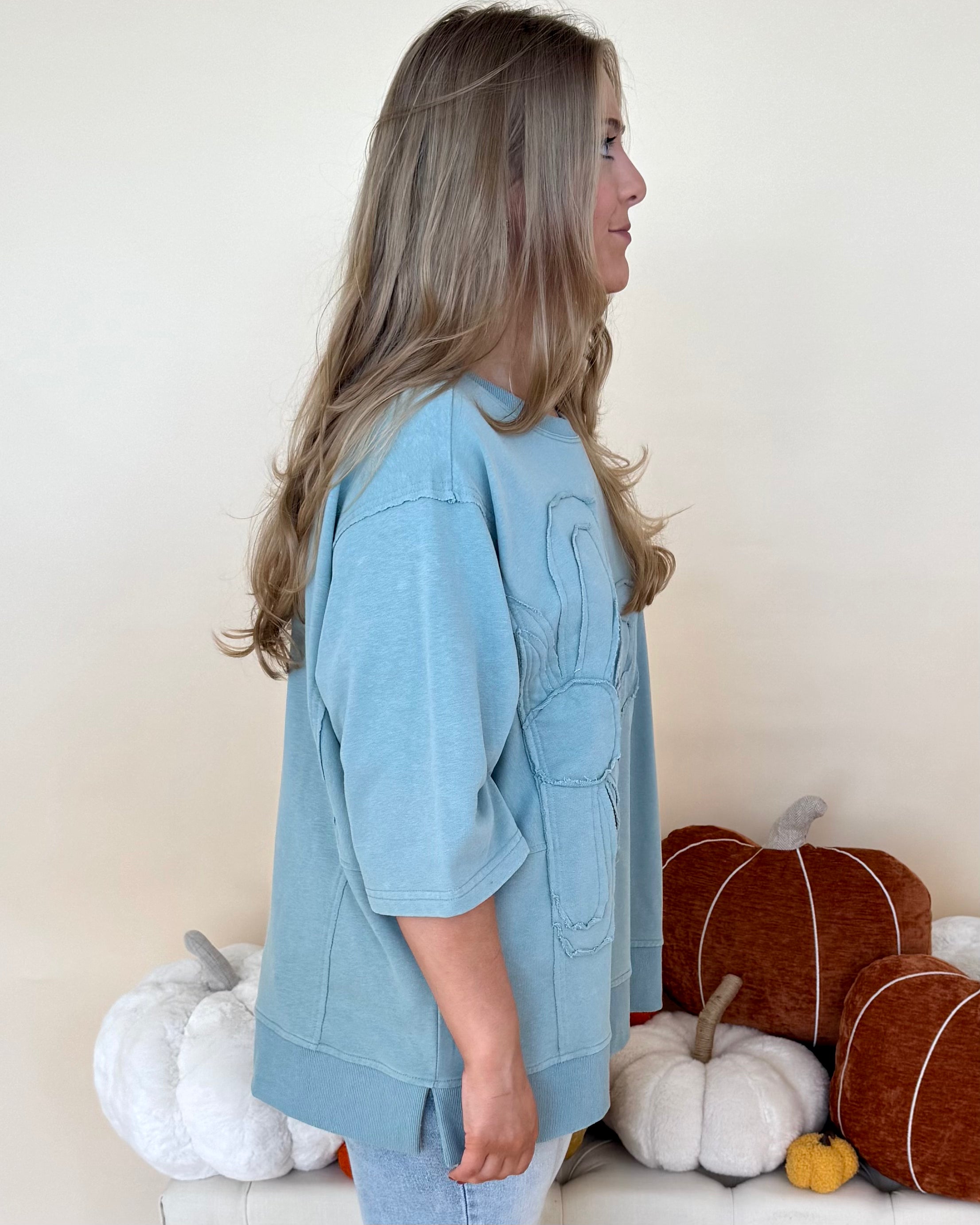 At A Glance Sage Plus Flower Top-Shop-Womens-Boutique-Clothing