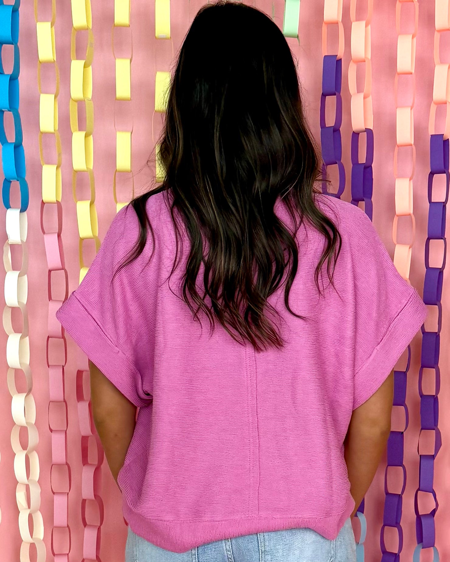 GLA Pink Short Sleeve Drop Shoulder Top-Shop-Womens-Boutique-Clothing