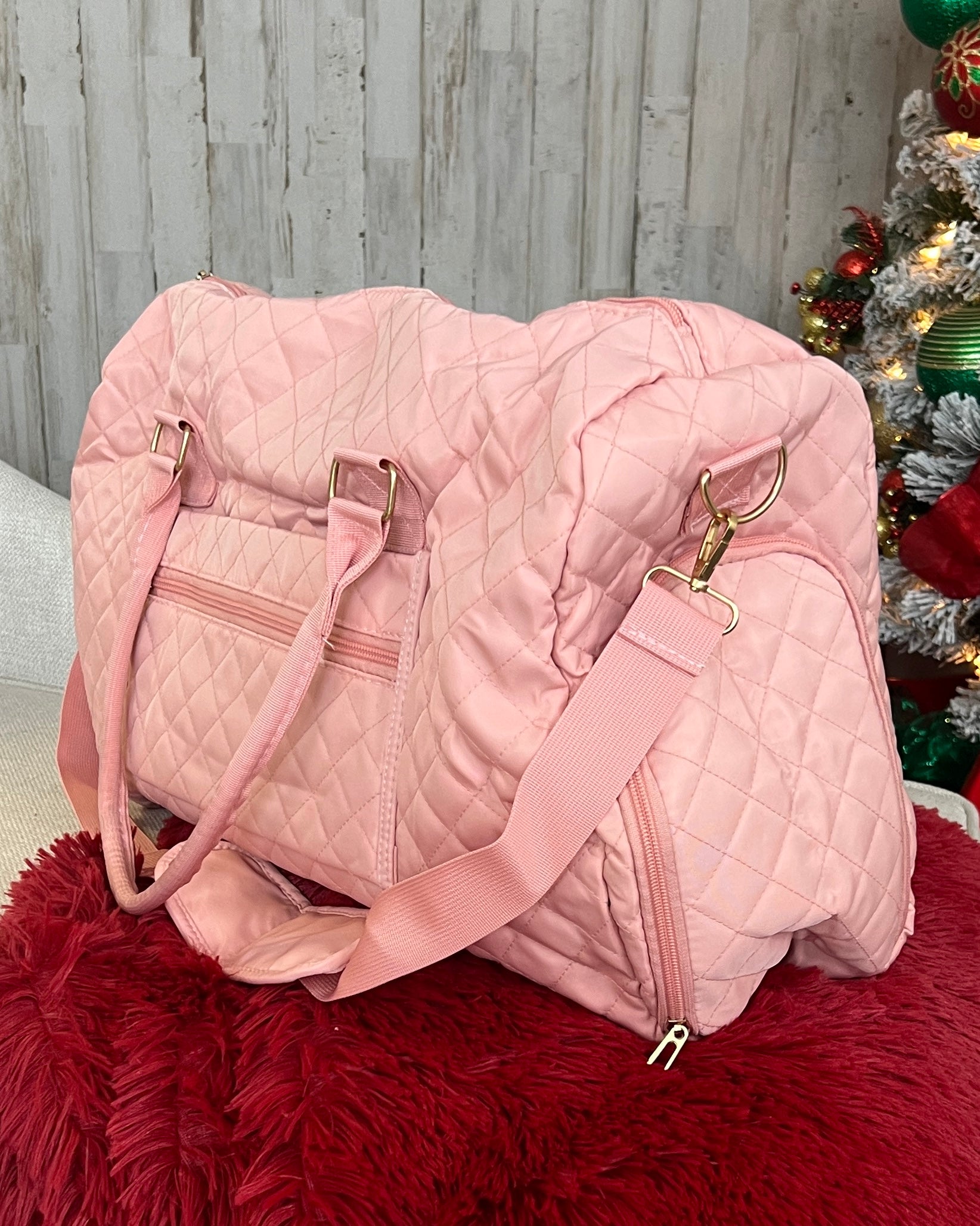 Takin' A Trip Pink Quilted Duffle Bag-Regular-Shop-Womens-Boutique-Clothing