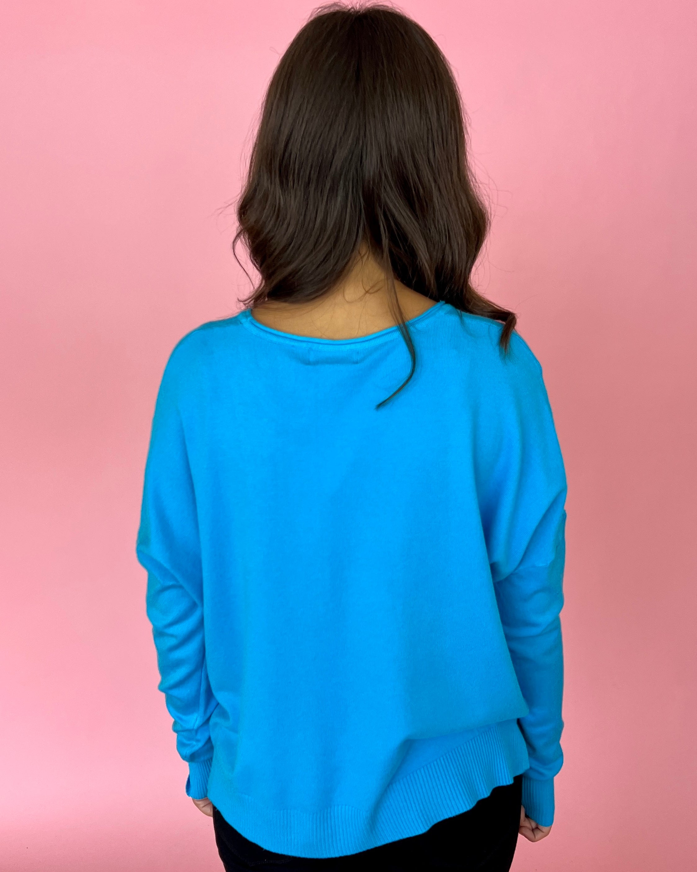 Tucked Away Teal Blue Sweater-Shop-Womens-Boutique-Clothing