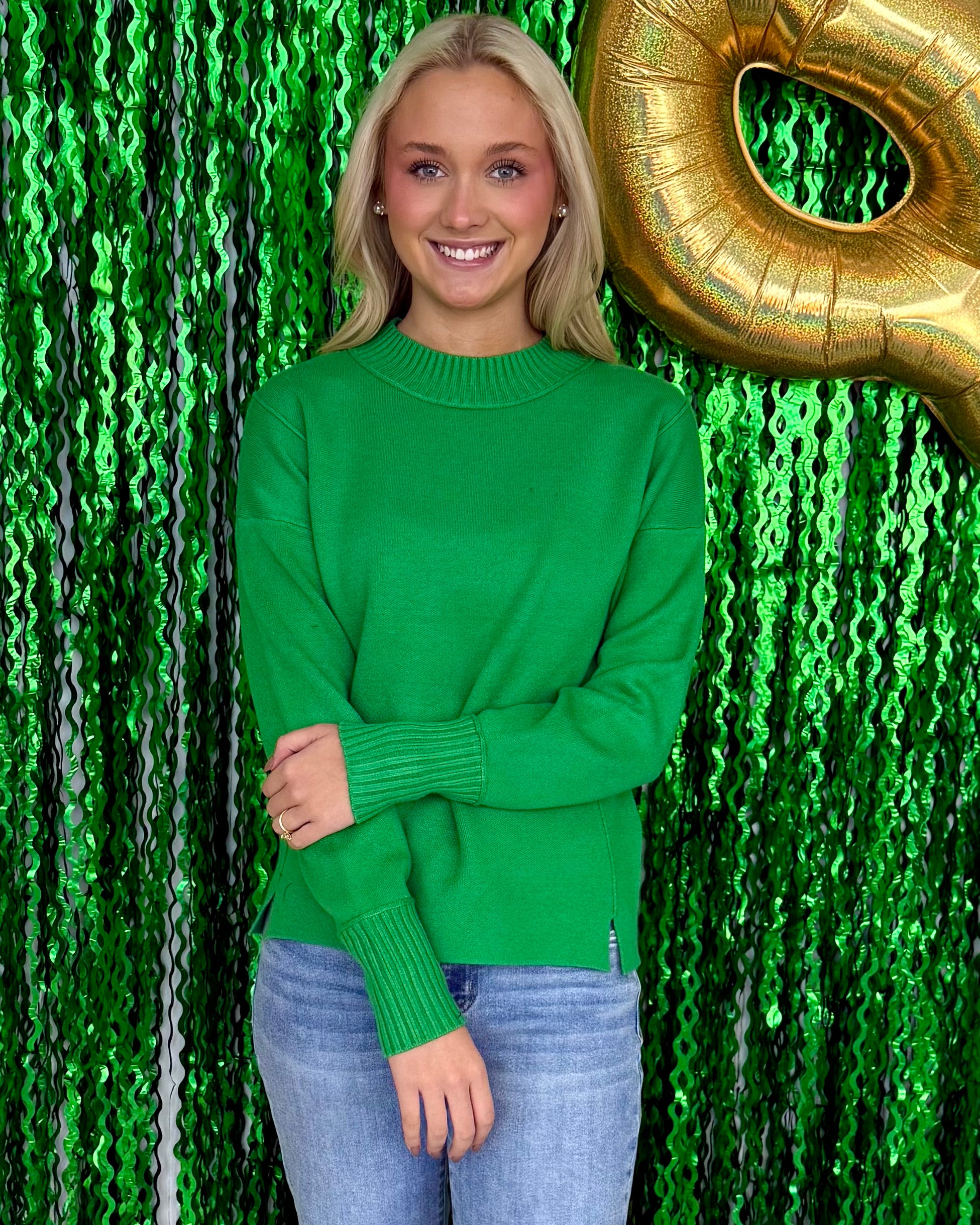 Right Answer Green Ribbed Detail Sweater-Shop-Womens-Boutique-Clothing
