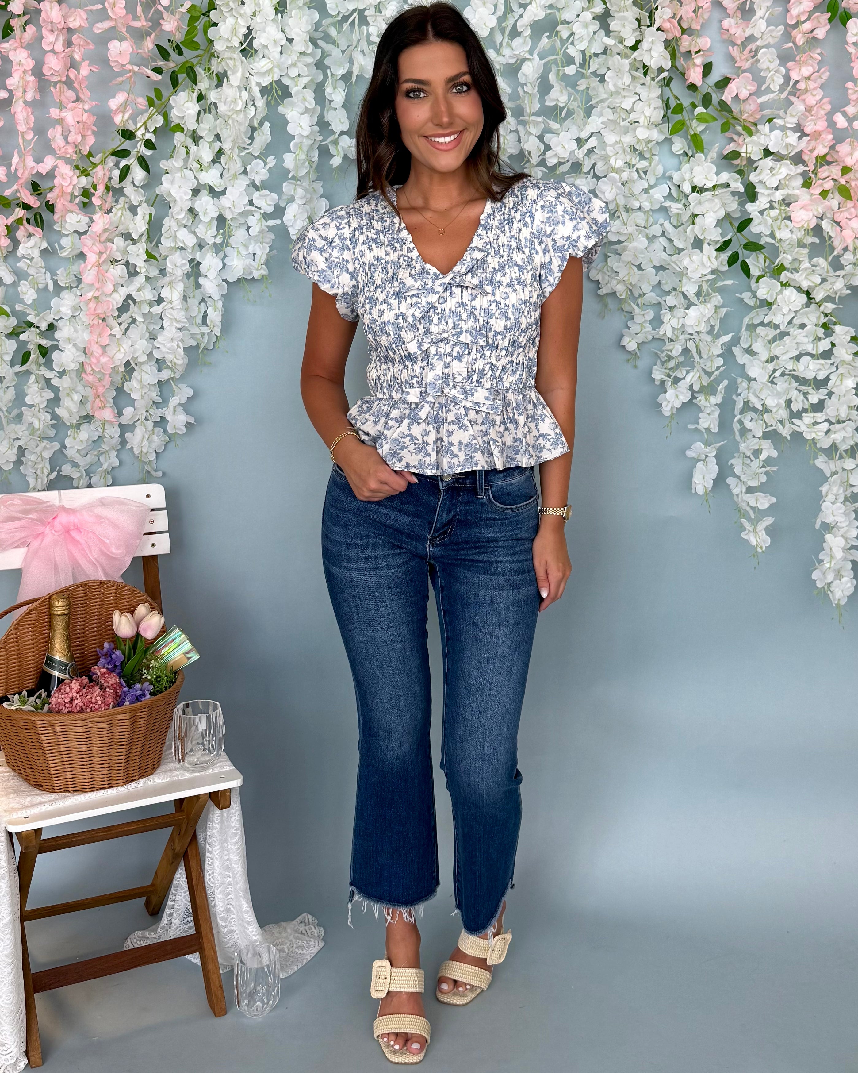 Blossom Avenue Floral Smocked Bow Top-Shop-Womens-Boutique-Clothing