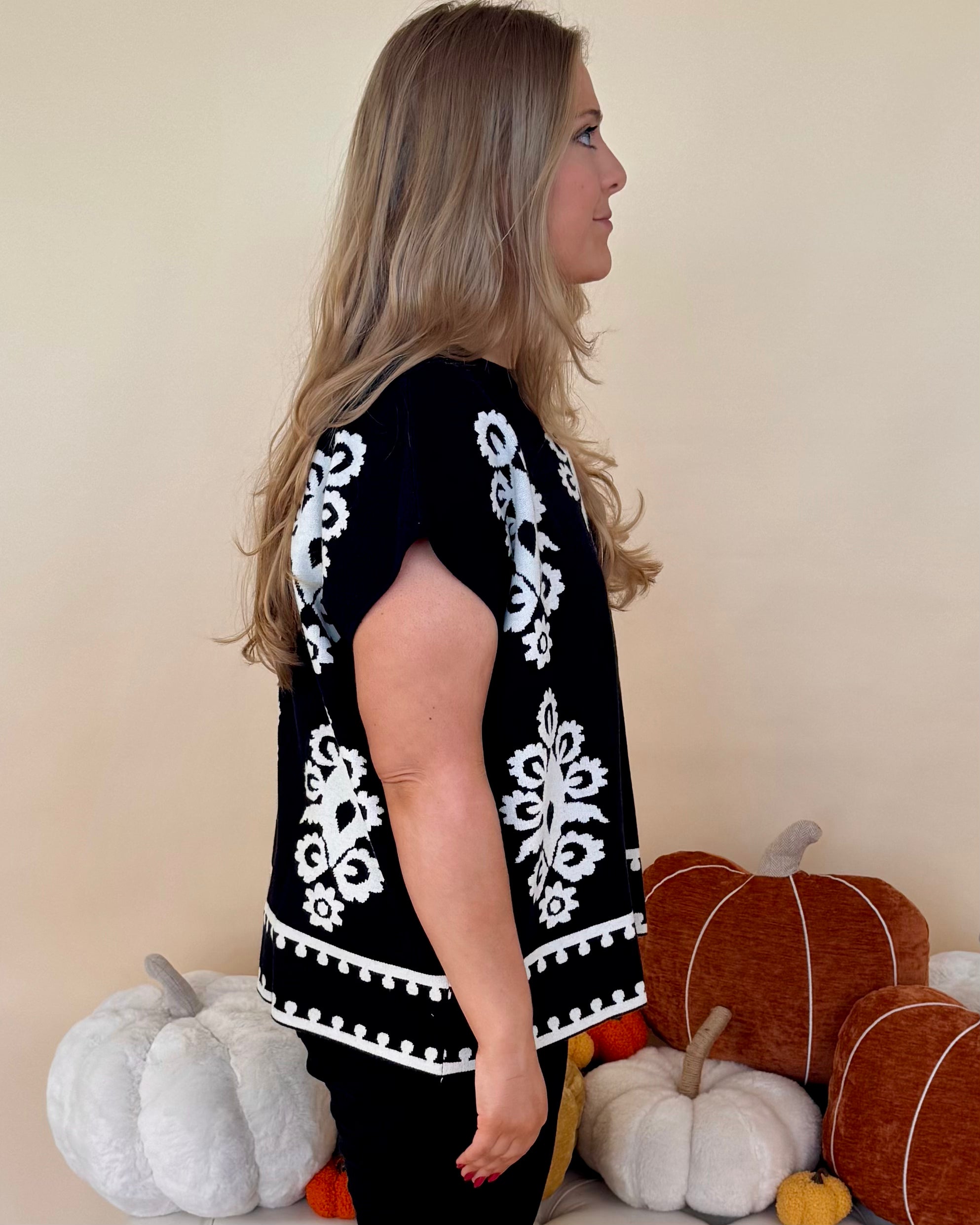 Sweet View Black Plus Damask Sweater-Shop-Womens-Boutique-Clothing