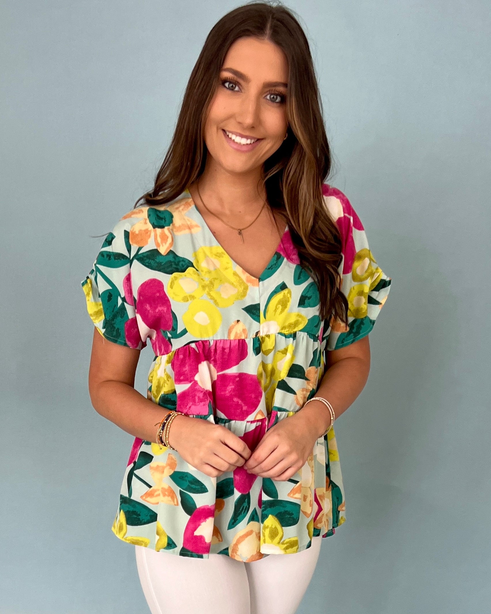 Taking Time Mint Mix Floral Top-Shop-Womens-Boutique-Clothing
