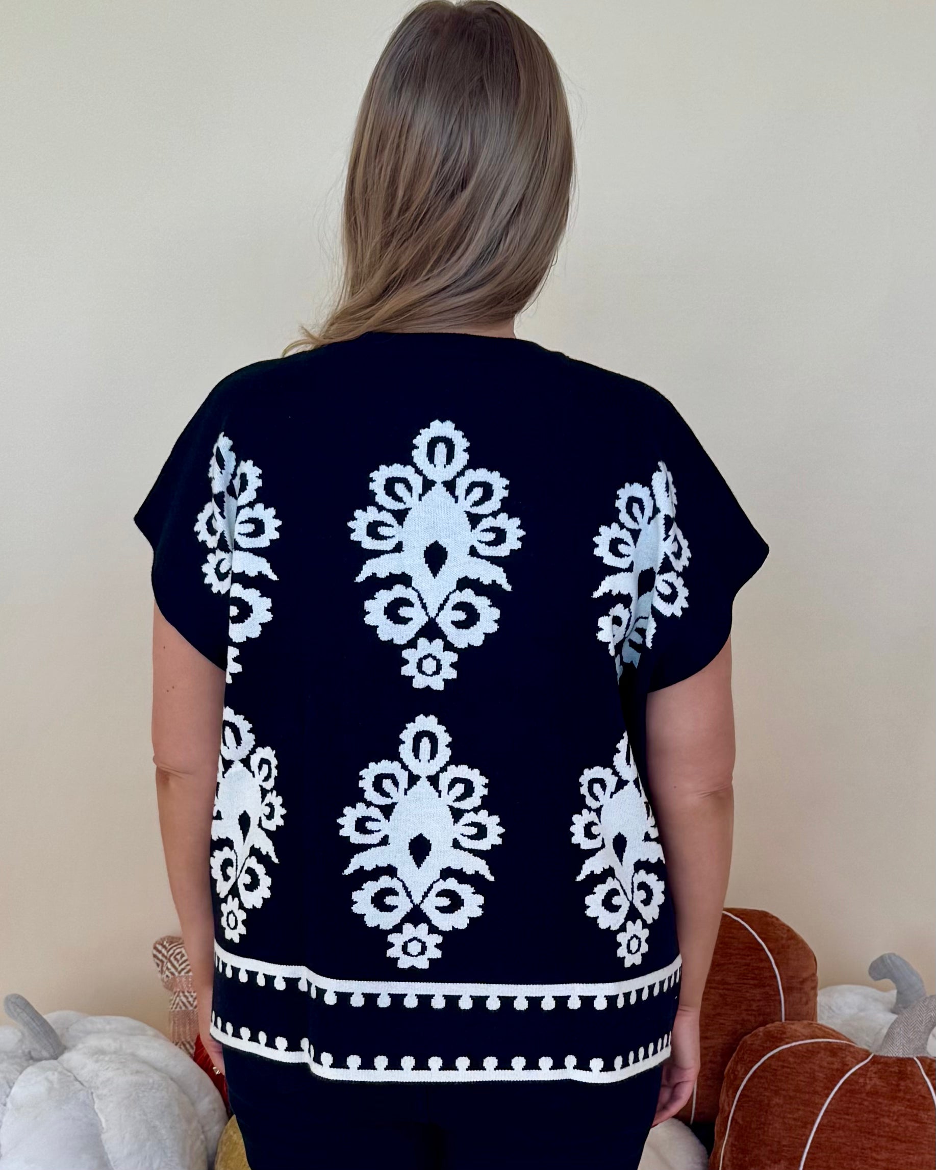 Sweet View Black Plus Damask Sweater-Shop-Womens-Boutique-Clothing