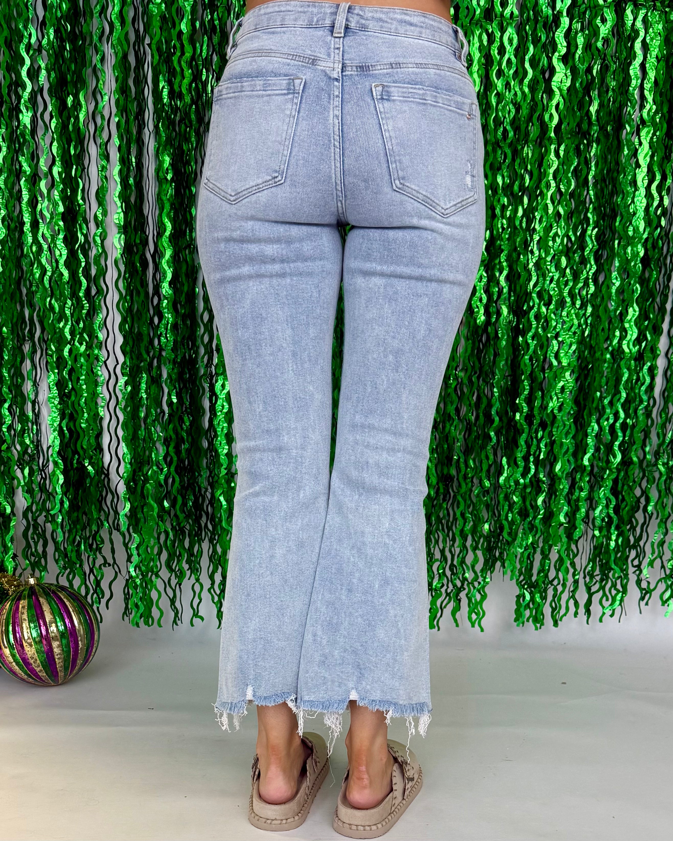 Where I'm Going Dodgers Blue Crop Flare Jeans-Shop-Womens-Boutique-Clothing