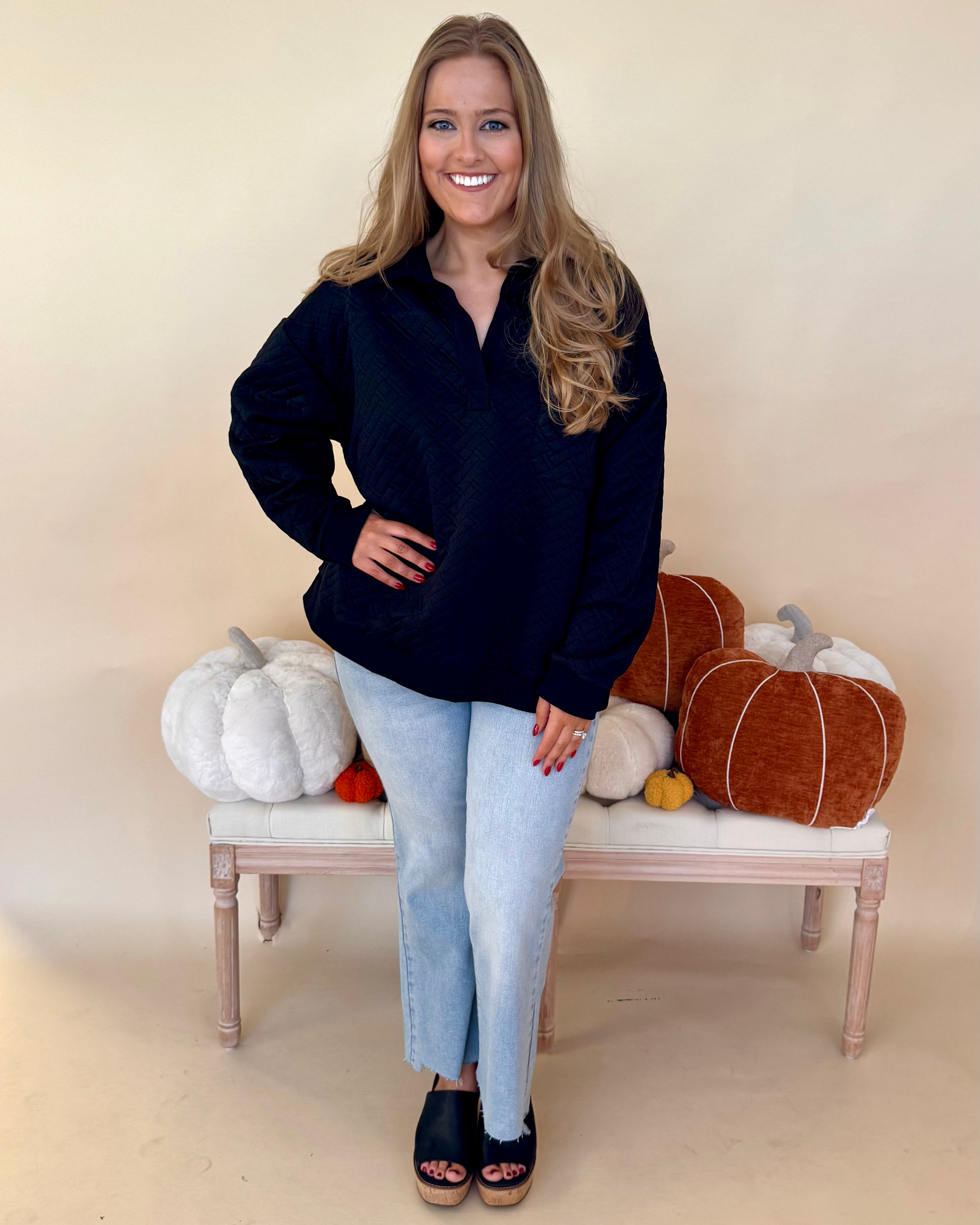 Take Sides Black Plus Quilted Top-Shop-Womens-Boutique-Clothing