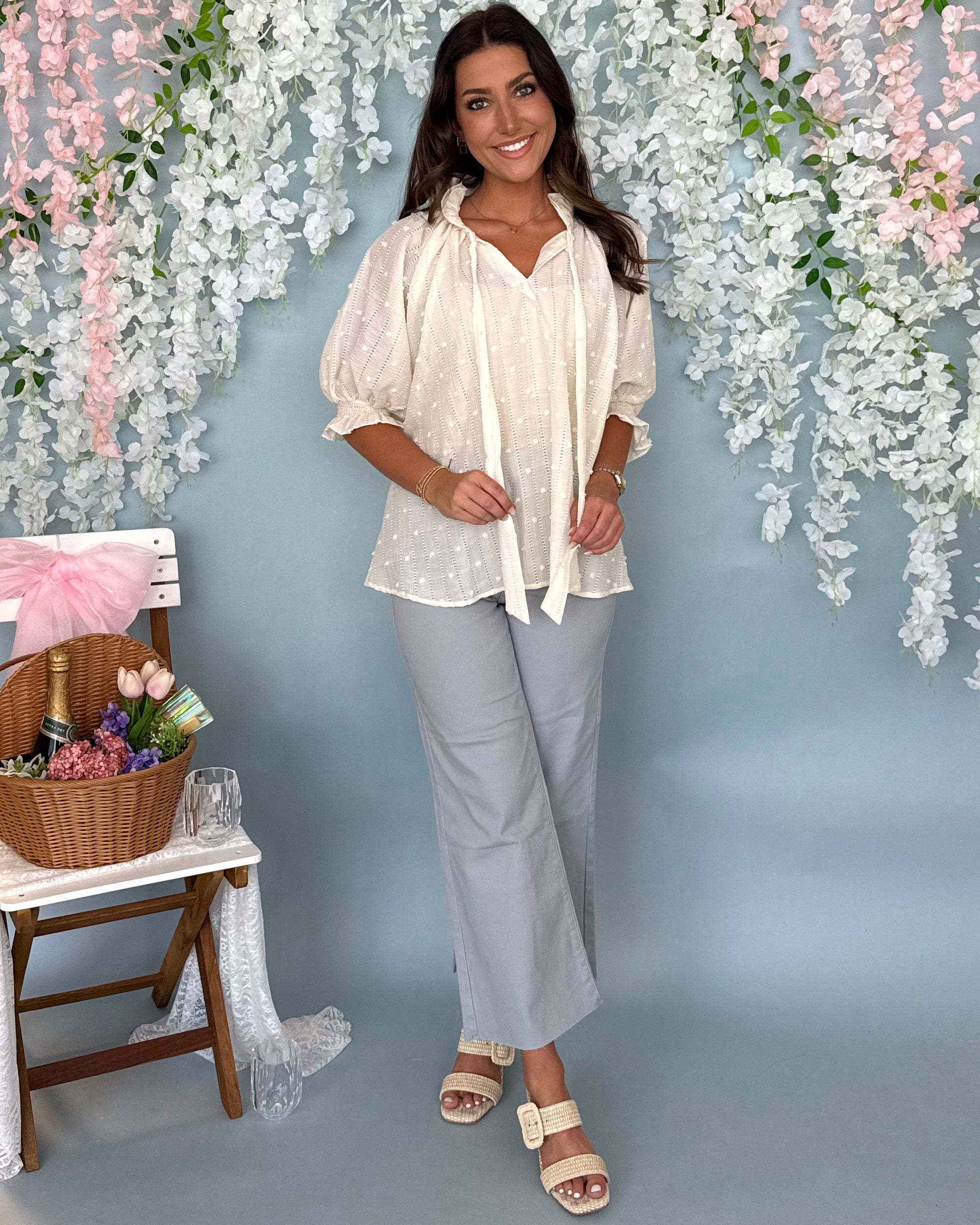 Nice Melodies Cream Ruffled Collar Top-Shop-Womens-Boutique-Clothing