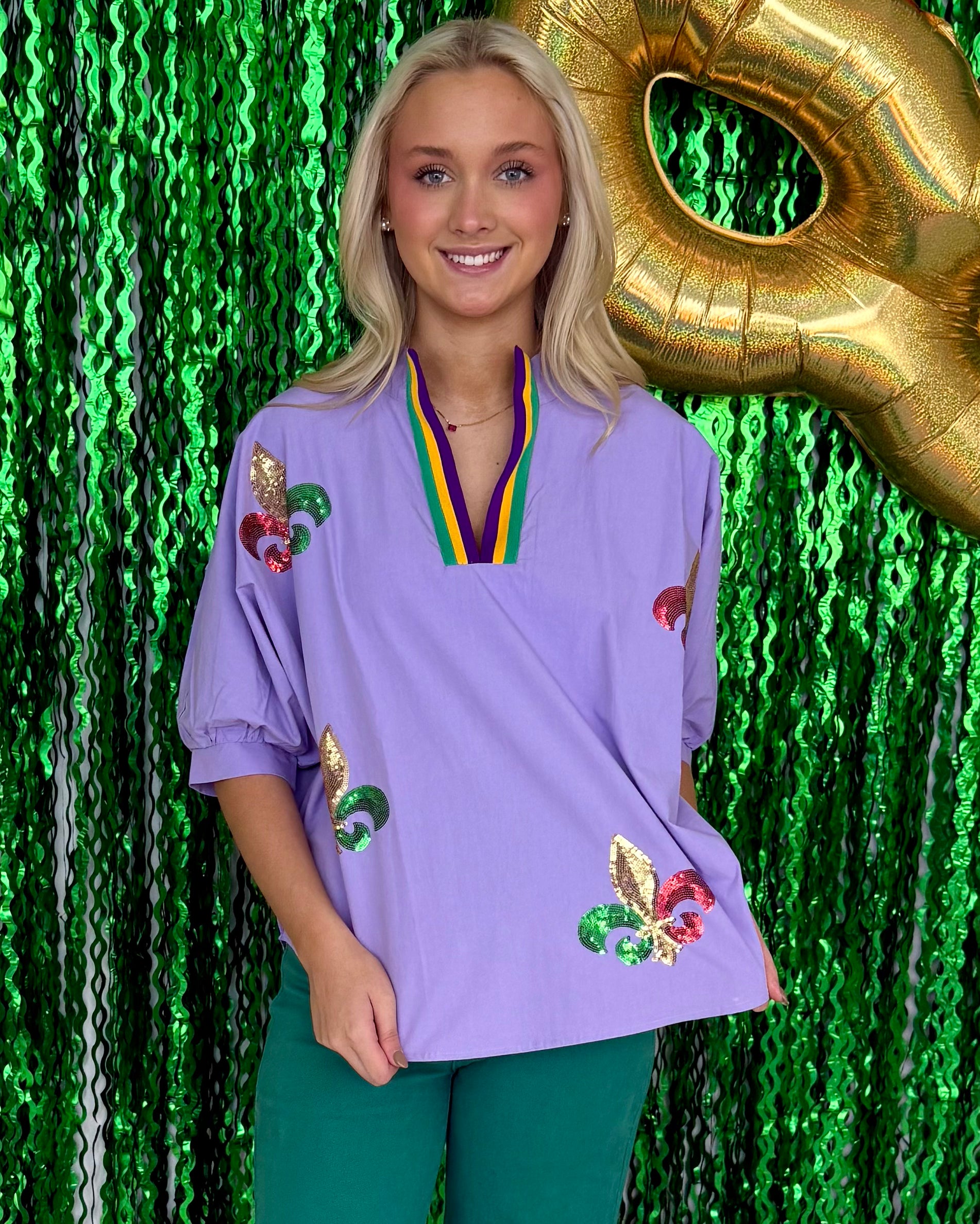 Speakeasy Light Purple Banded Sequin Top-Shop-Womens-Boutique-Clothing