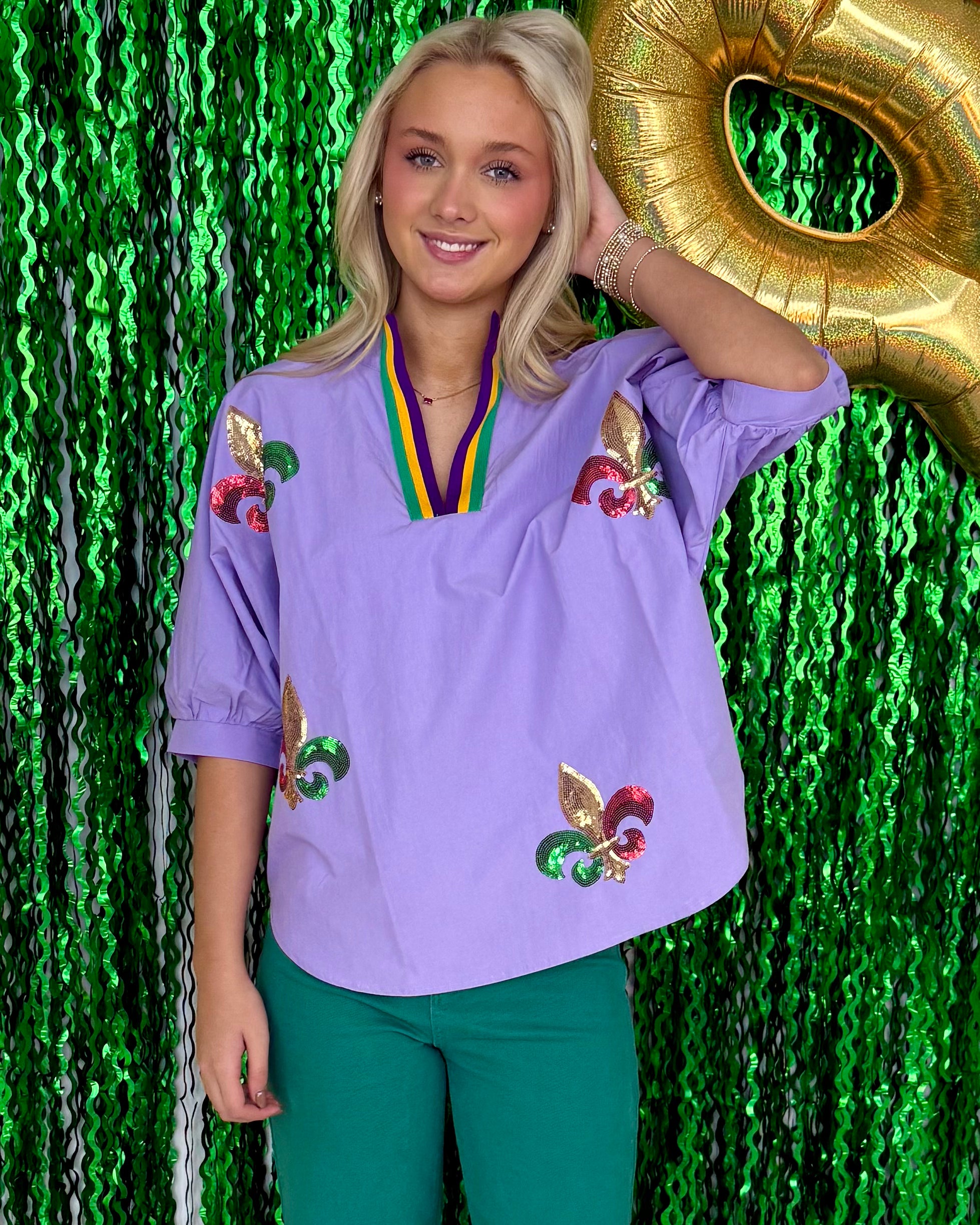 Speakeasy Light Purple Banded Sequin Top-Shop-Womens-Boutique-Clothing