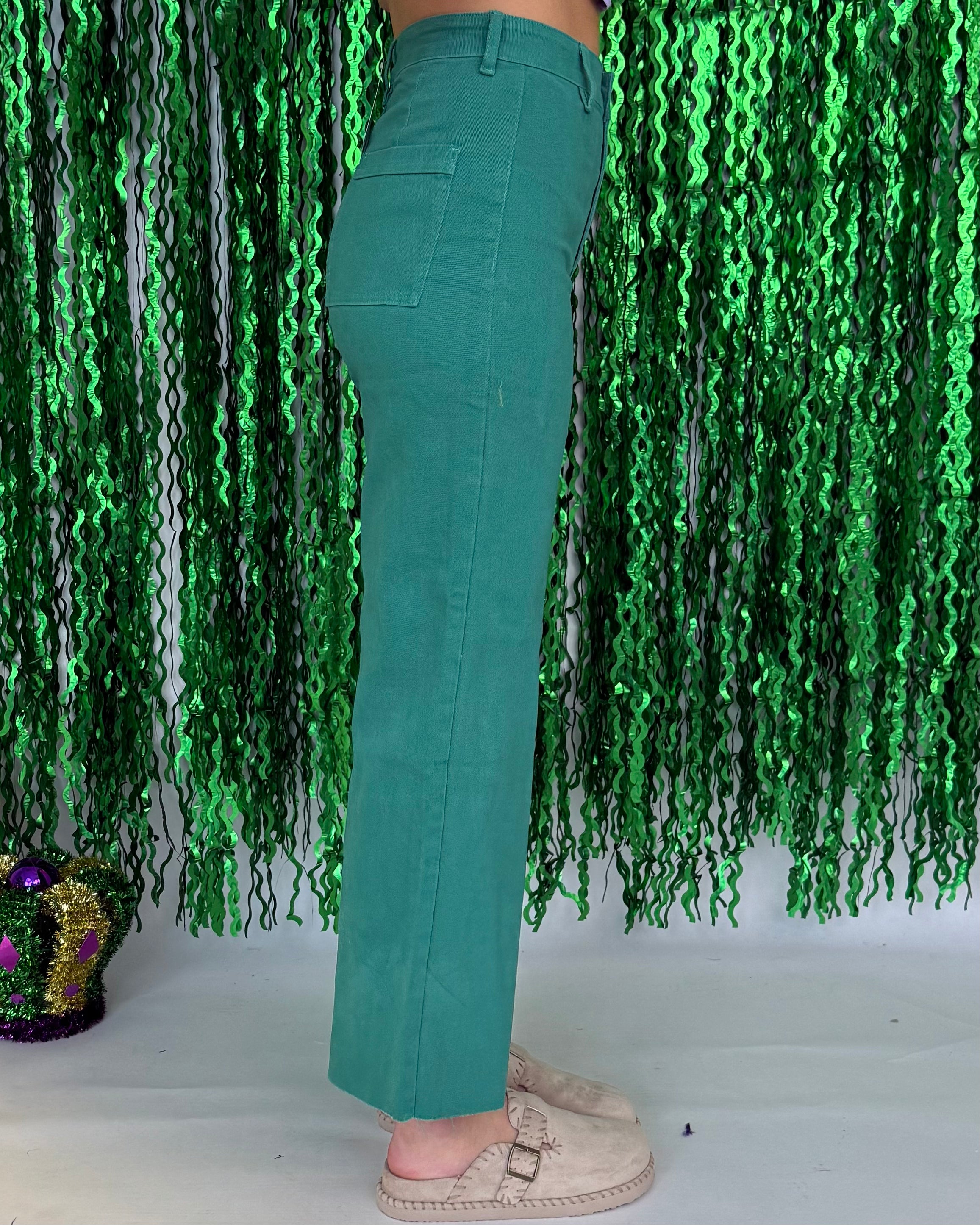 Weekend Calm Emerald Wide Leg Denim Jeans-Shop-Womens-Boutique-Clothing