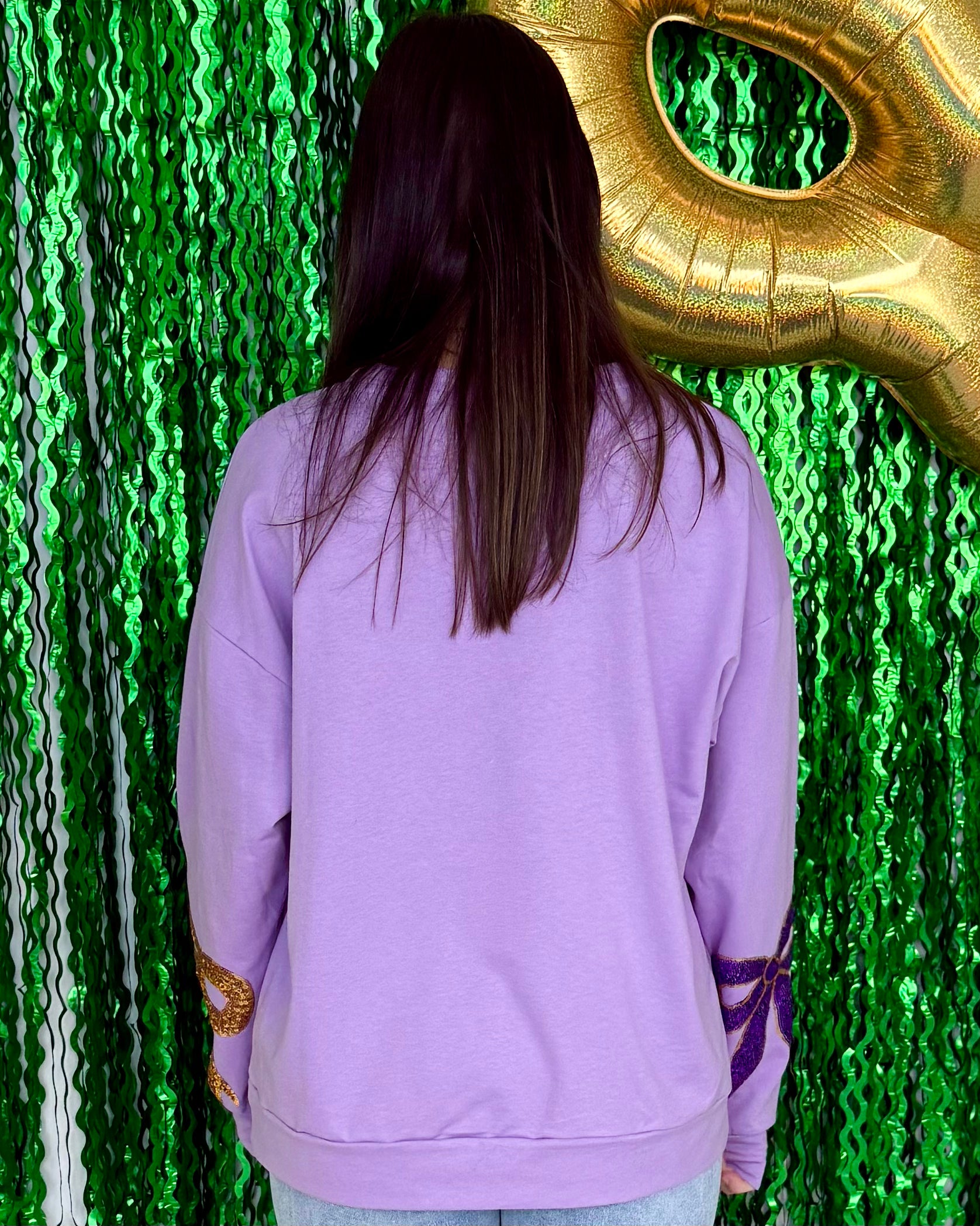 Catch Beads Lavender Mardi Gras Sequin Bow Top-Shop-Womens-Boutique-Clothing