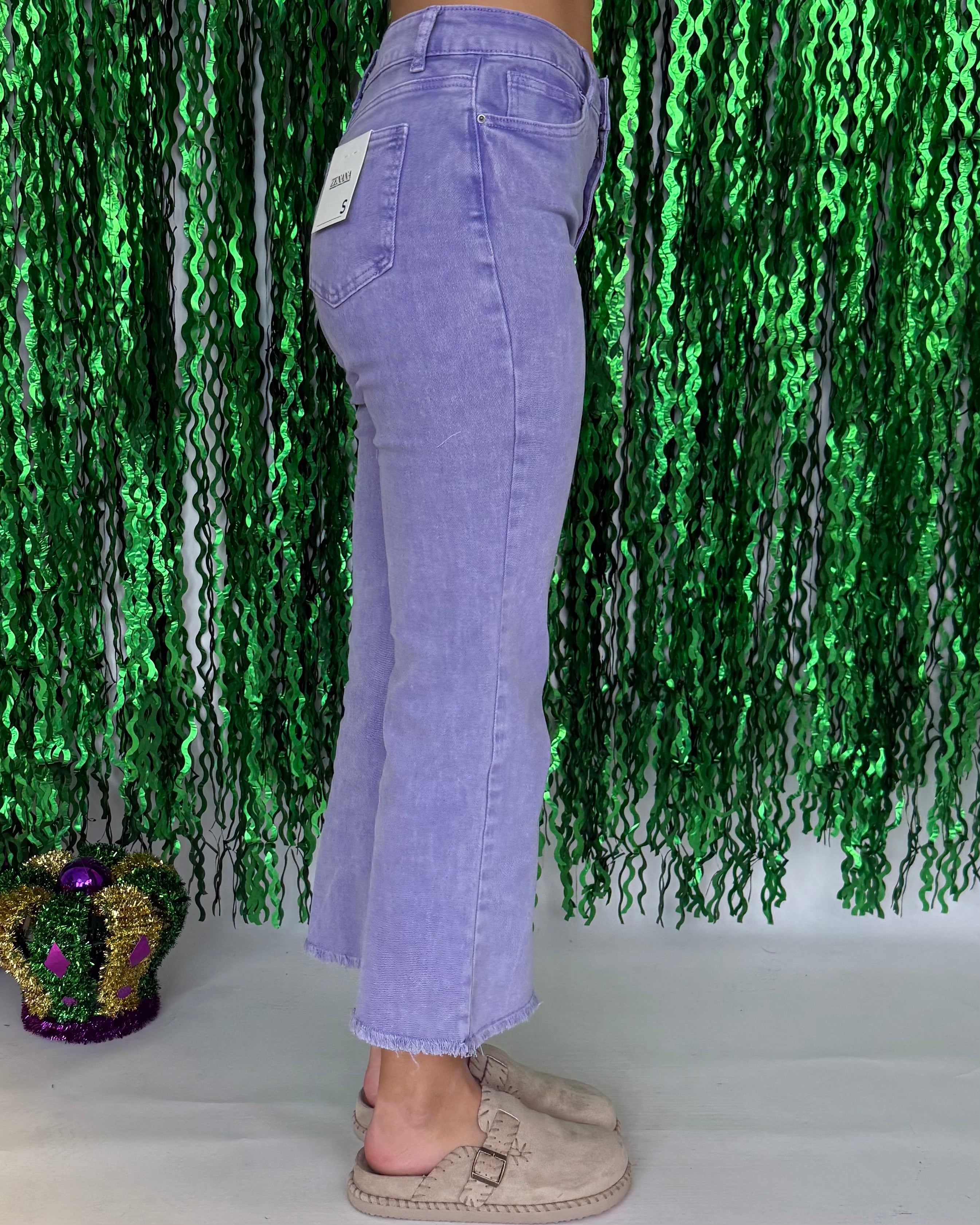 Feeling Close Lavender Washed Frayed Bootcut Pants-Shop-Womens-Boutique-Clothing
