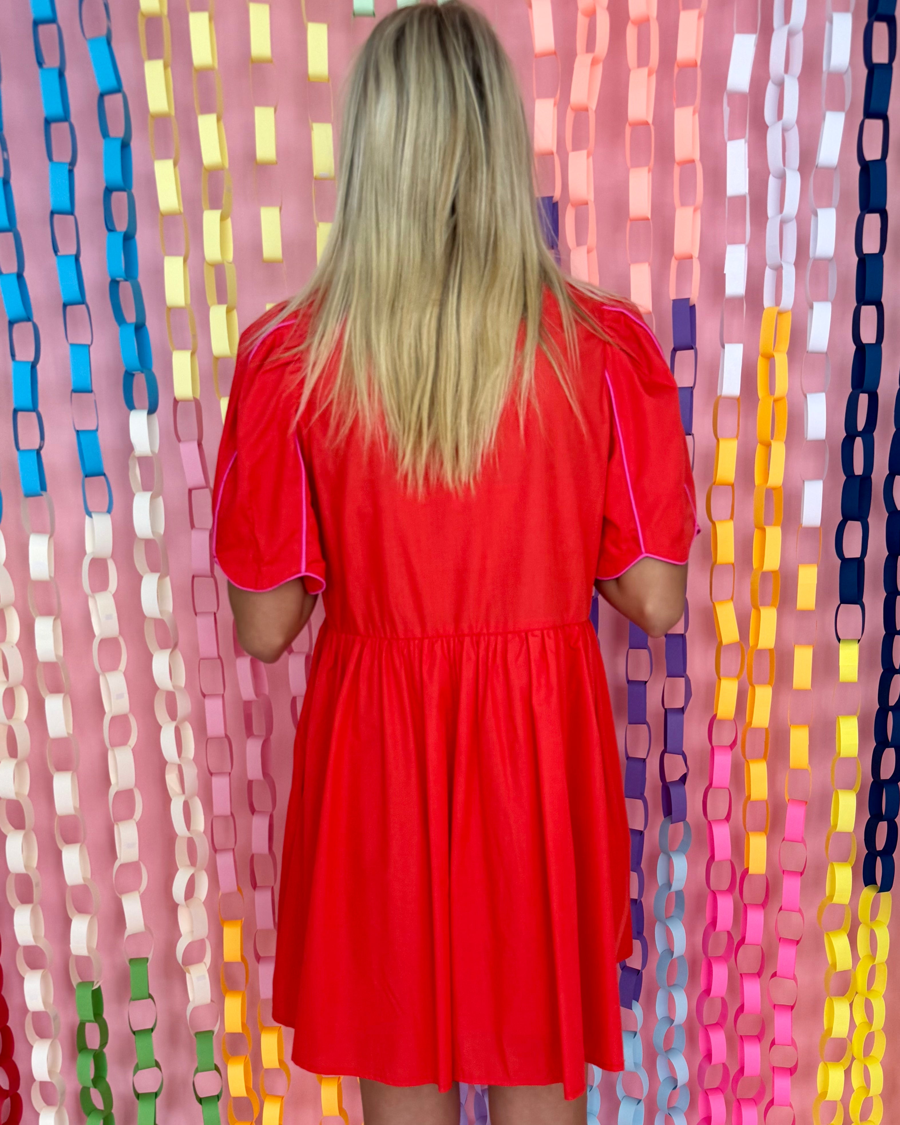 Whirlwind Red Scallop Dress-Shop-Womens-Boutique-Clothing