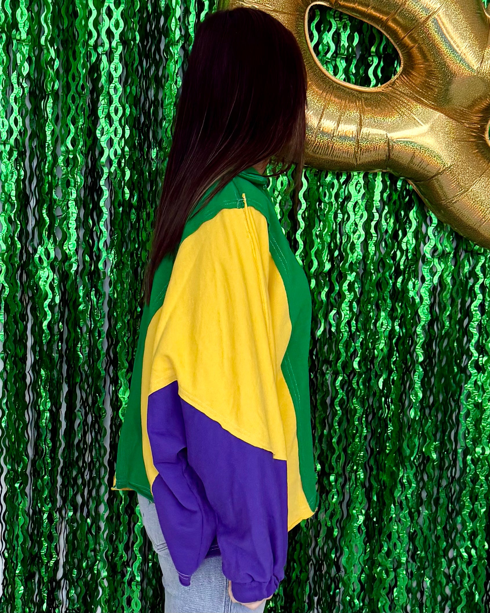 Mardi Vibes Green Mustard Purple Collared Top-Shop-Womens-Boutique-Clothing