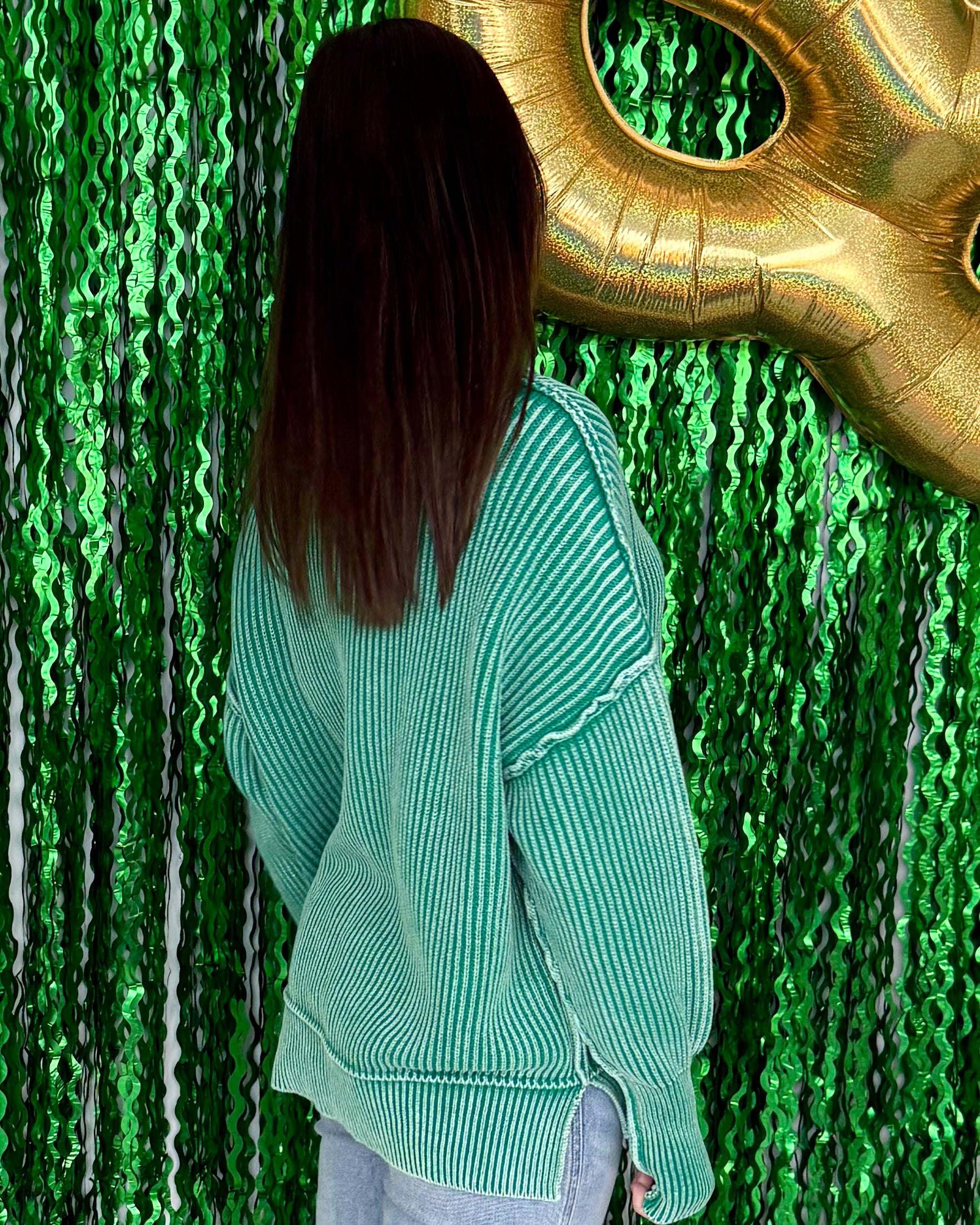 That's So You K Green Washed Slit Sweater-Shop-Womens-Boutique-Clothing