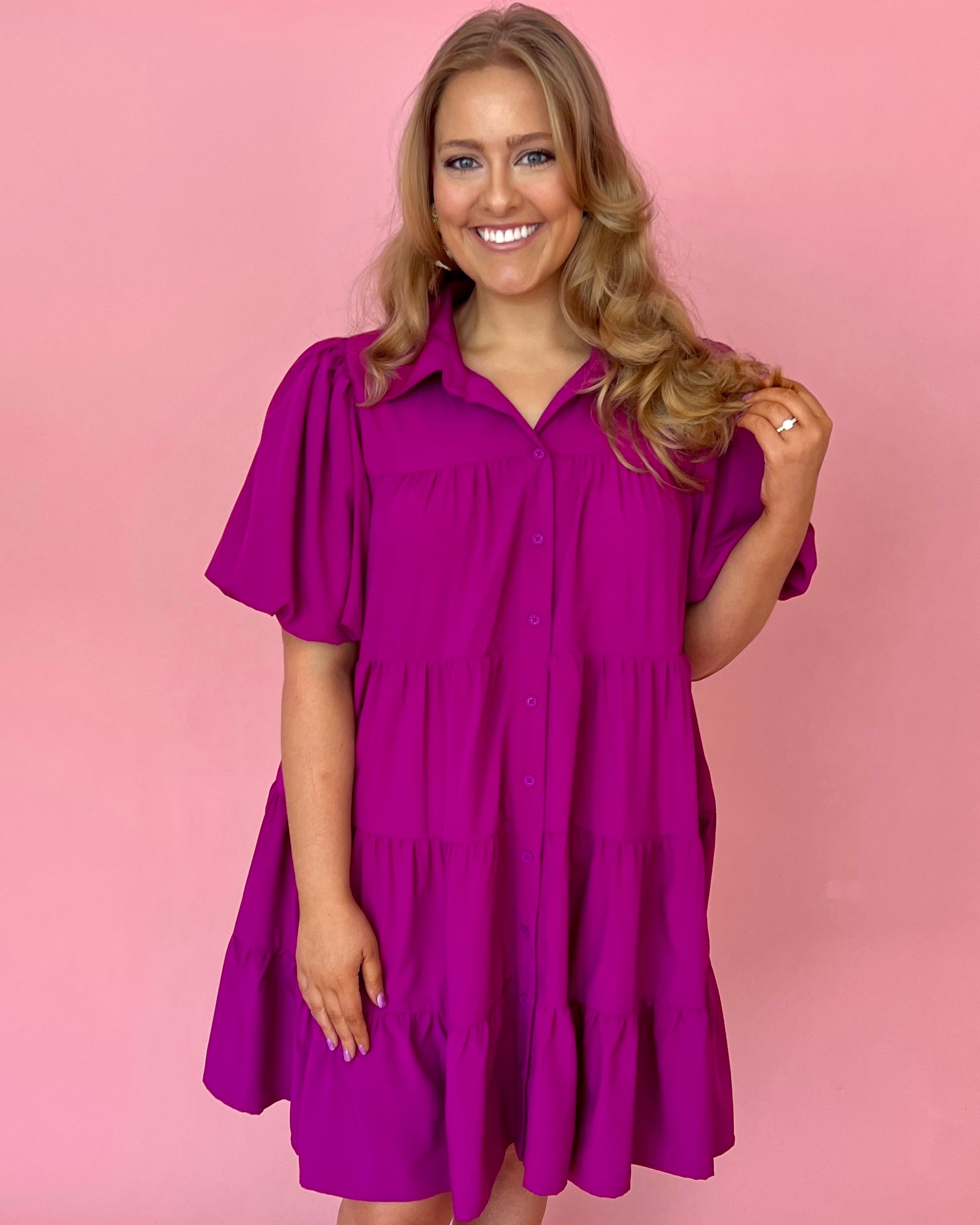 Meant To Appeal Violet Plus Tiered Collared Dress-Shop-Womens-Boutique-Clothing