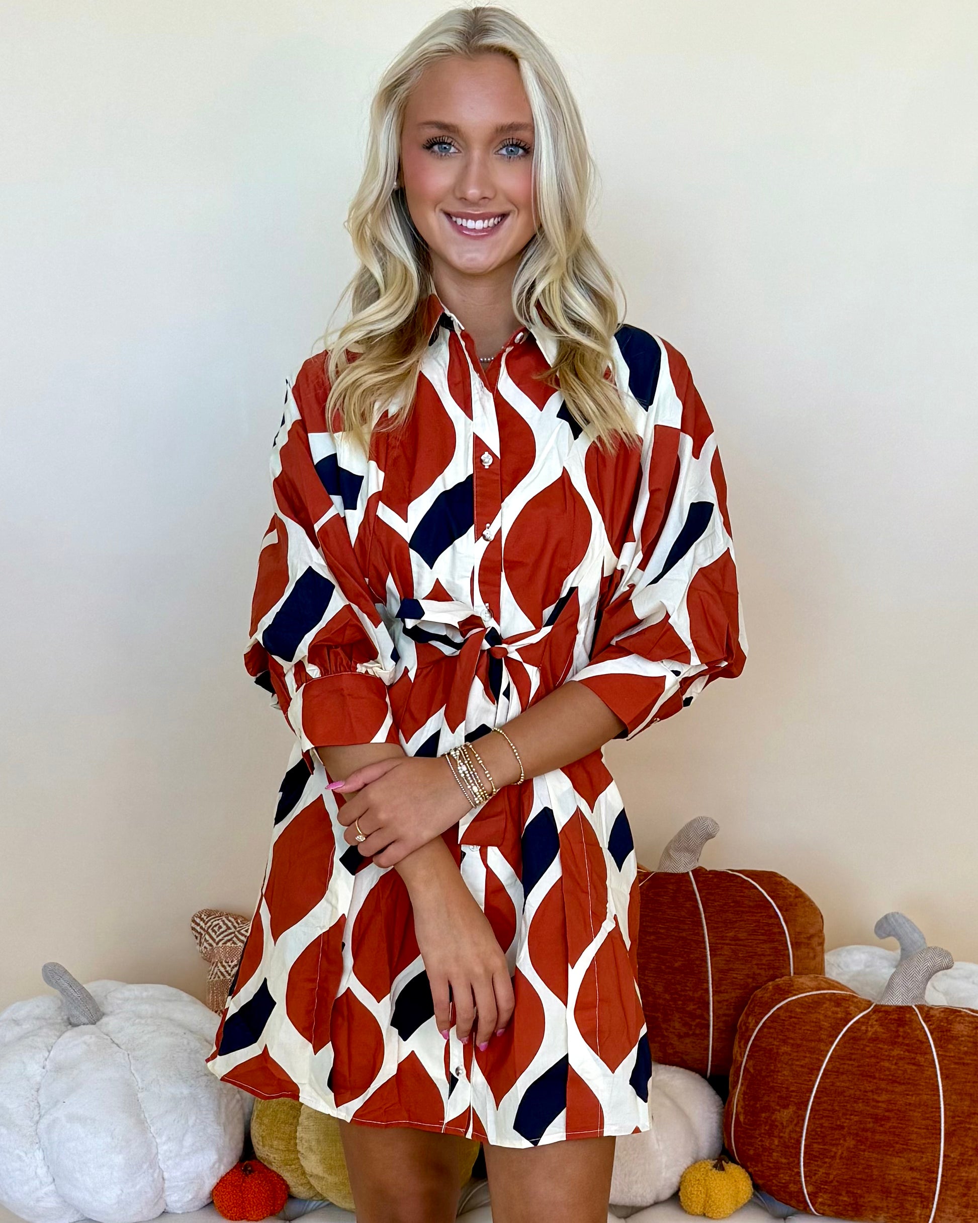 Until I Found You Ecru Rust Tie Dress-Shop-Womens-Boutique-Clothing