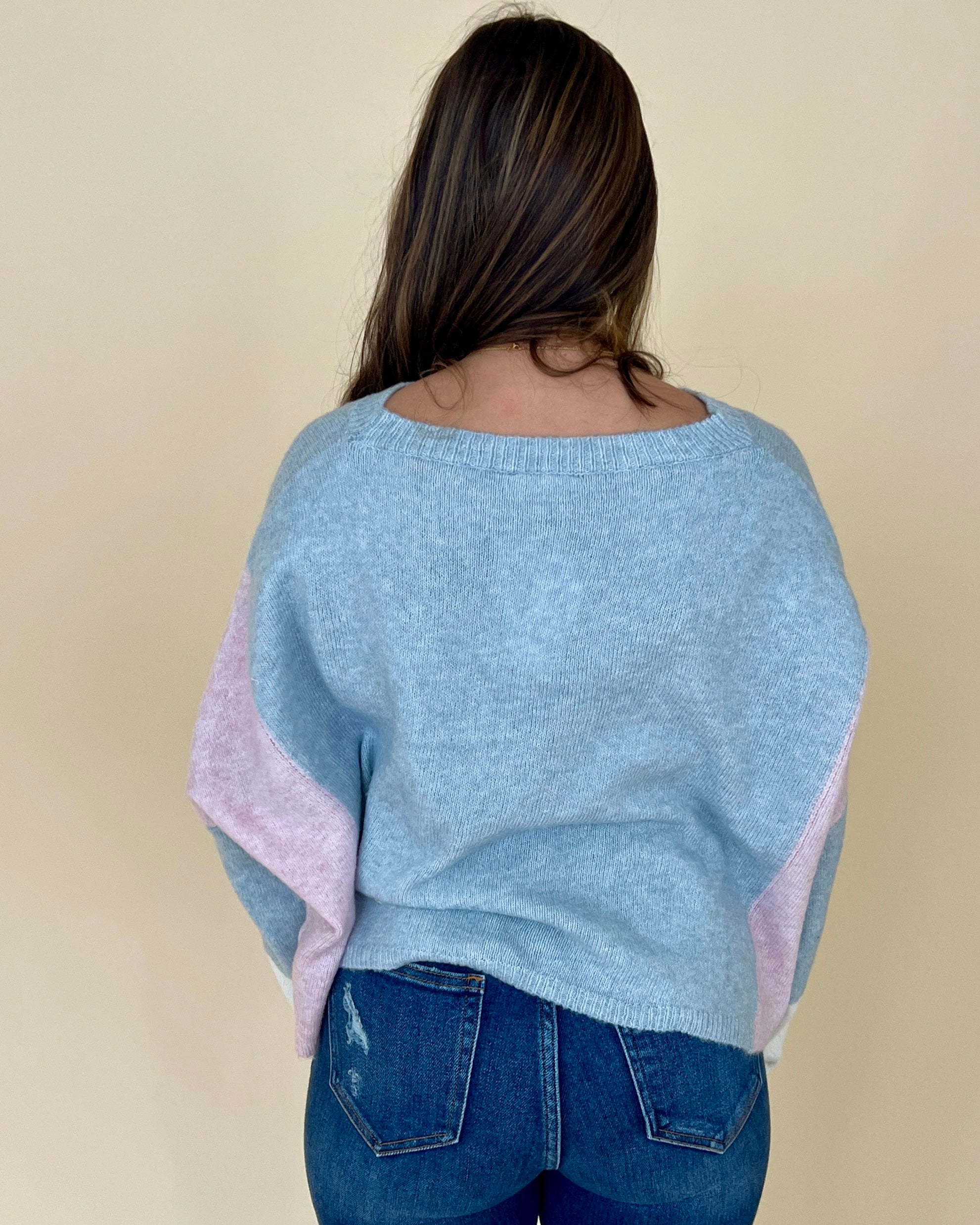 On Repeat Pale Blue Color Block Sweater-Shop-Womens-Boutique-Clothing