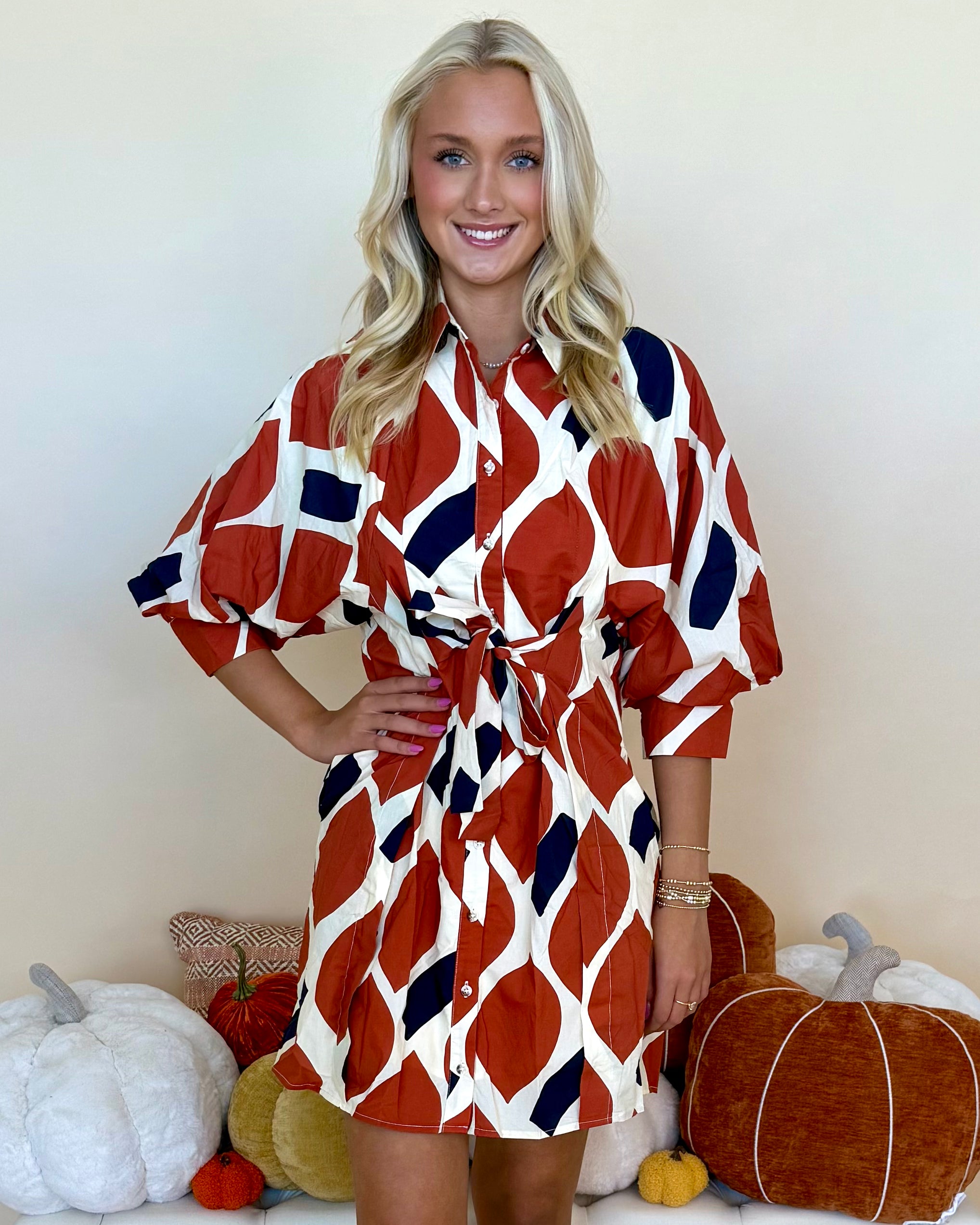 Until I Found You Ecru Rust Tie Dress-Shop-Womens-Boutique-Clothing