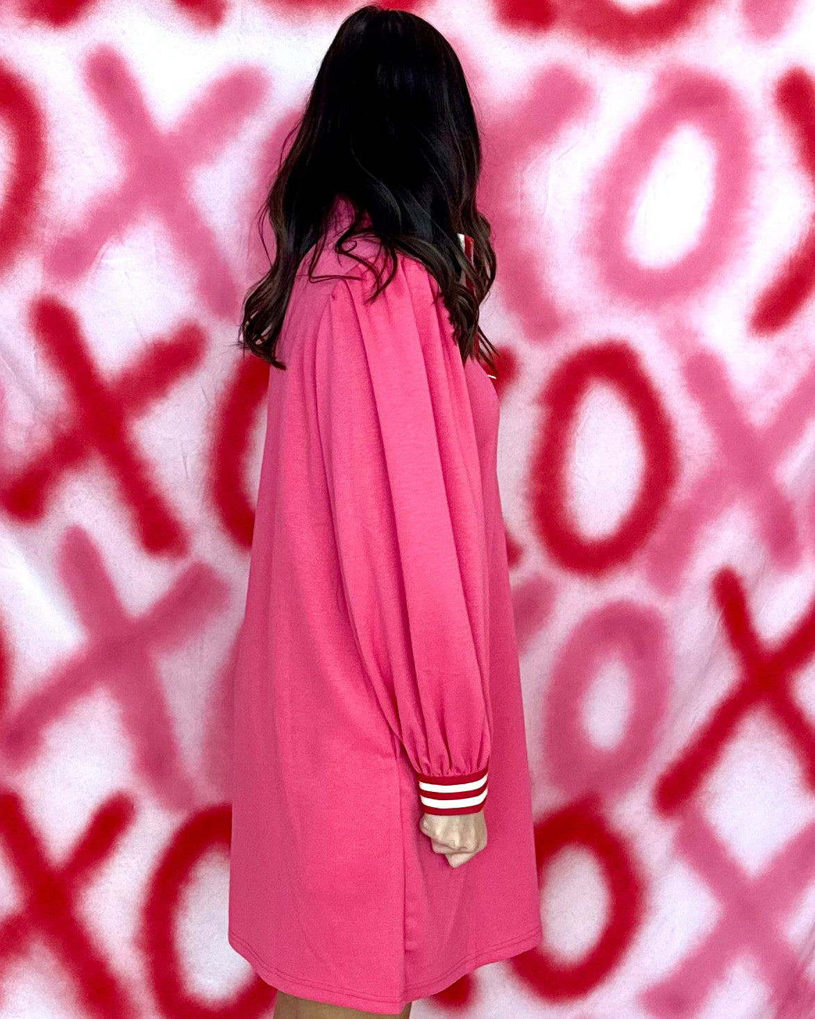 Weekend Muse Hot Pink Stripe Contrast Dress-Shop-Womens-Boutique-Clothing