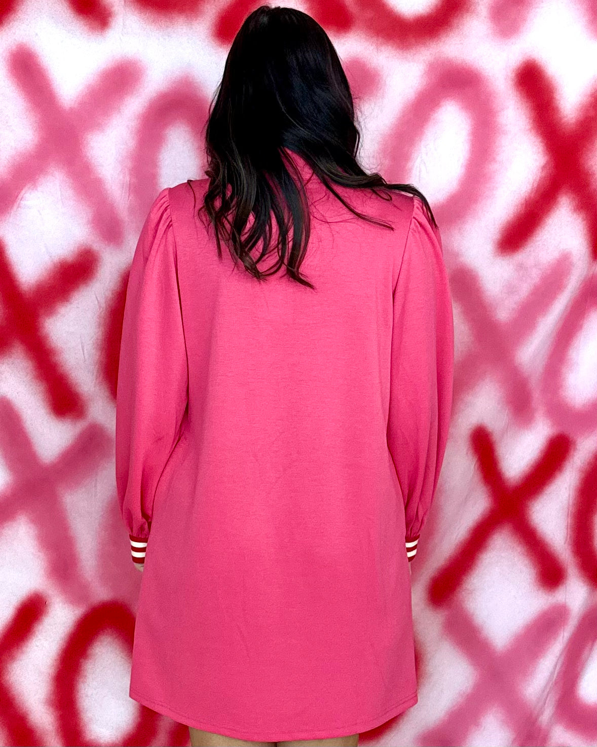 Weekend Muse Hot Pink Stripe Contrast Dress-Shop-Womens-Boutique-Clothing