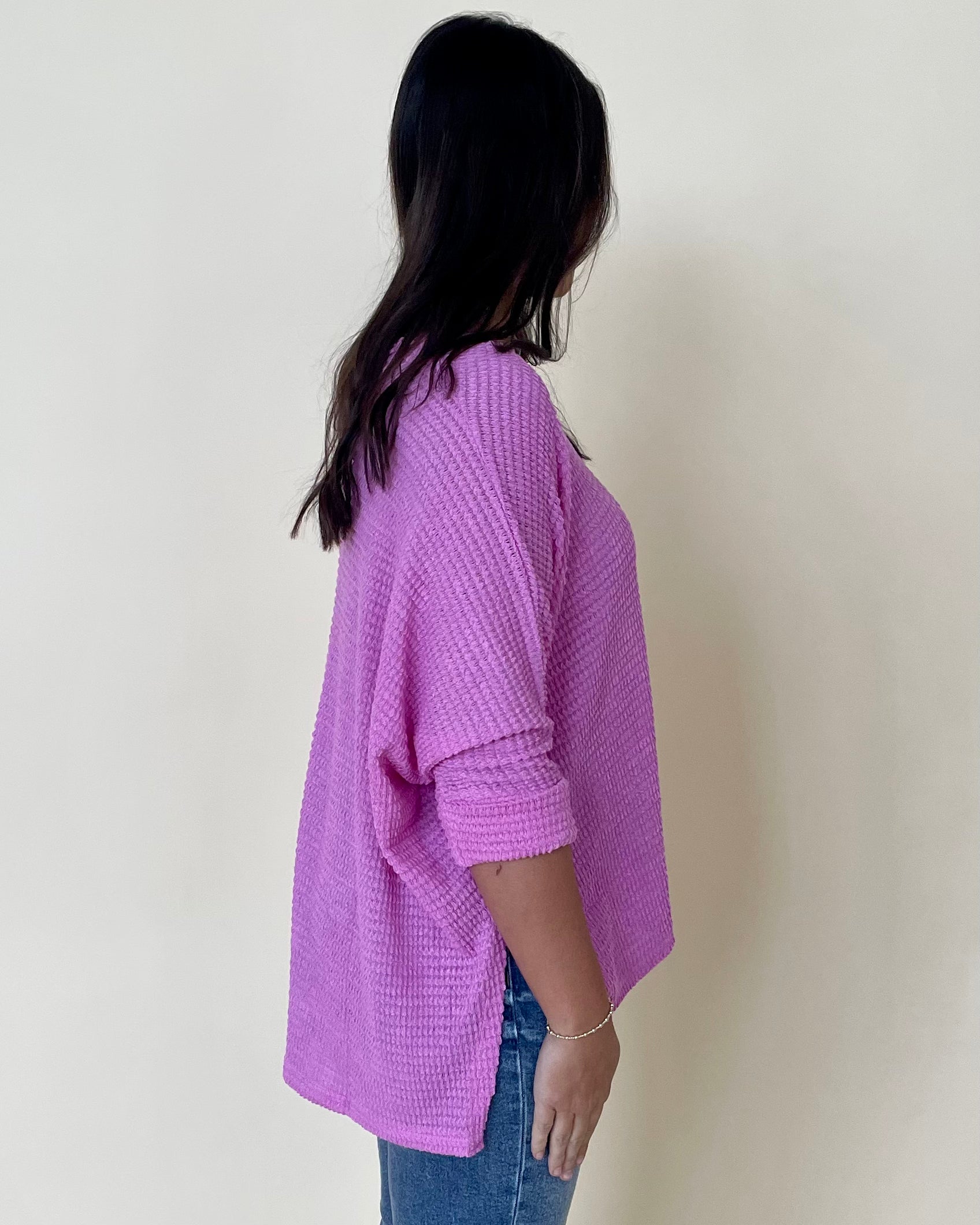 Casual Ease Bright Mauve Jacquard Sweater-Shop-Womens-Boutique-Clothing