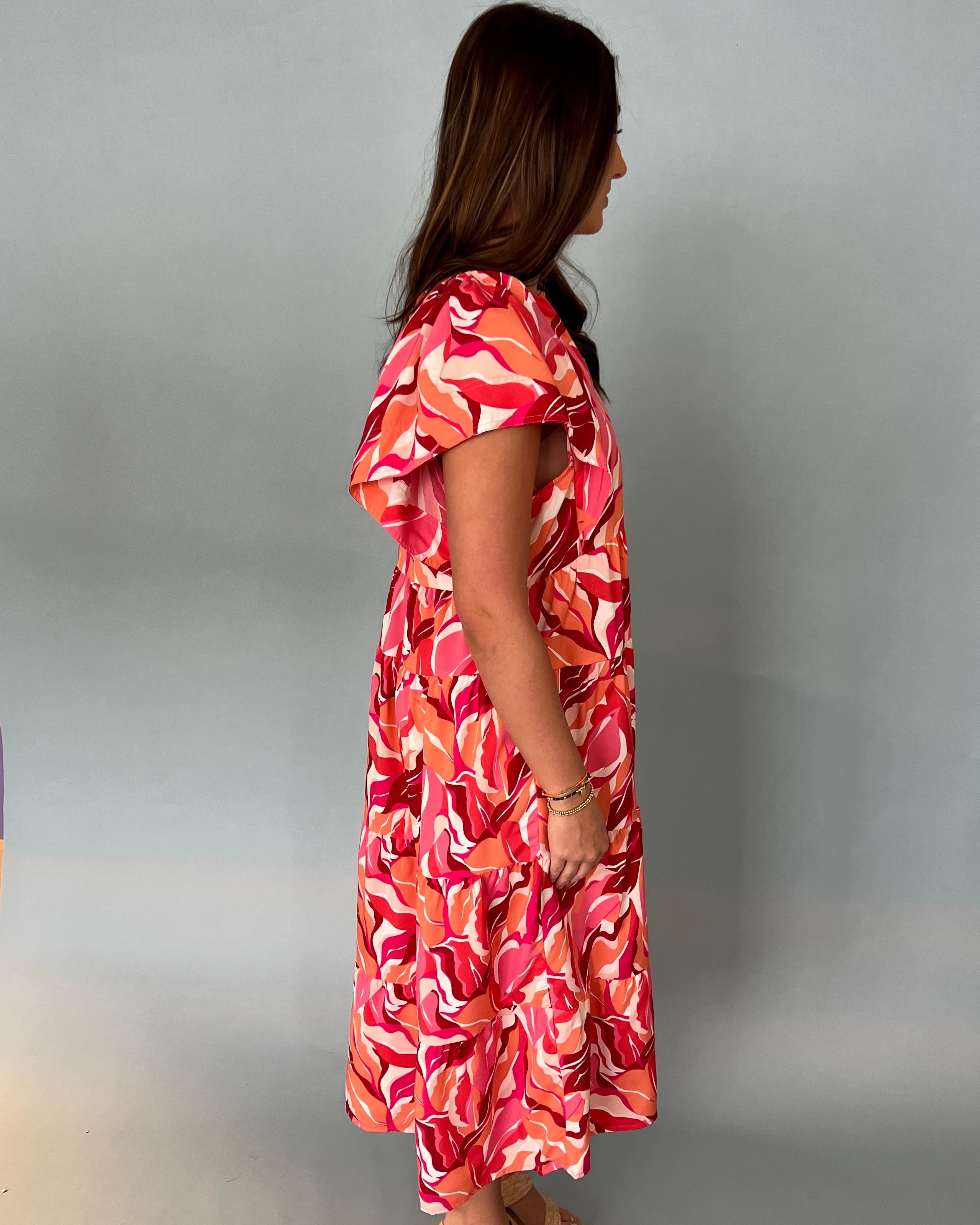 The Way Pink Mix Printed Midi Dress-Shop-Womens-Boutique-Clothing