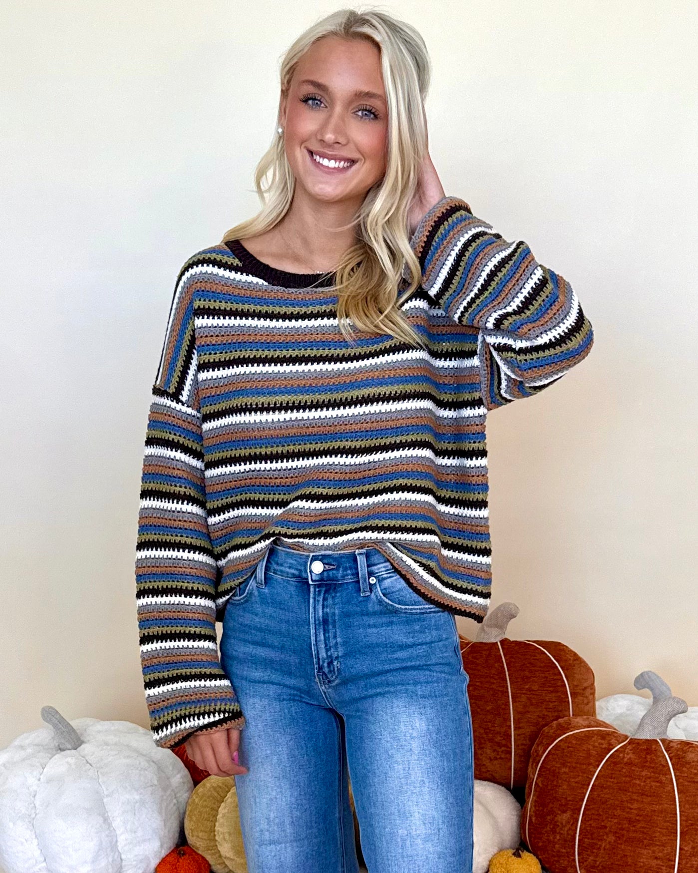 Last Word Brown Multi Stripe Sweater-Shop-Womens-Boutique-Clothing