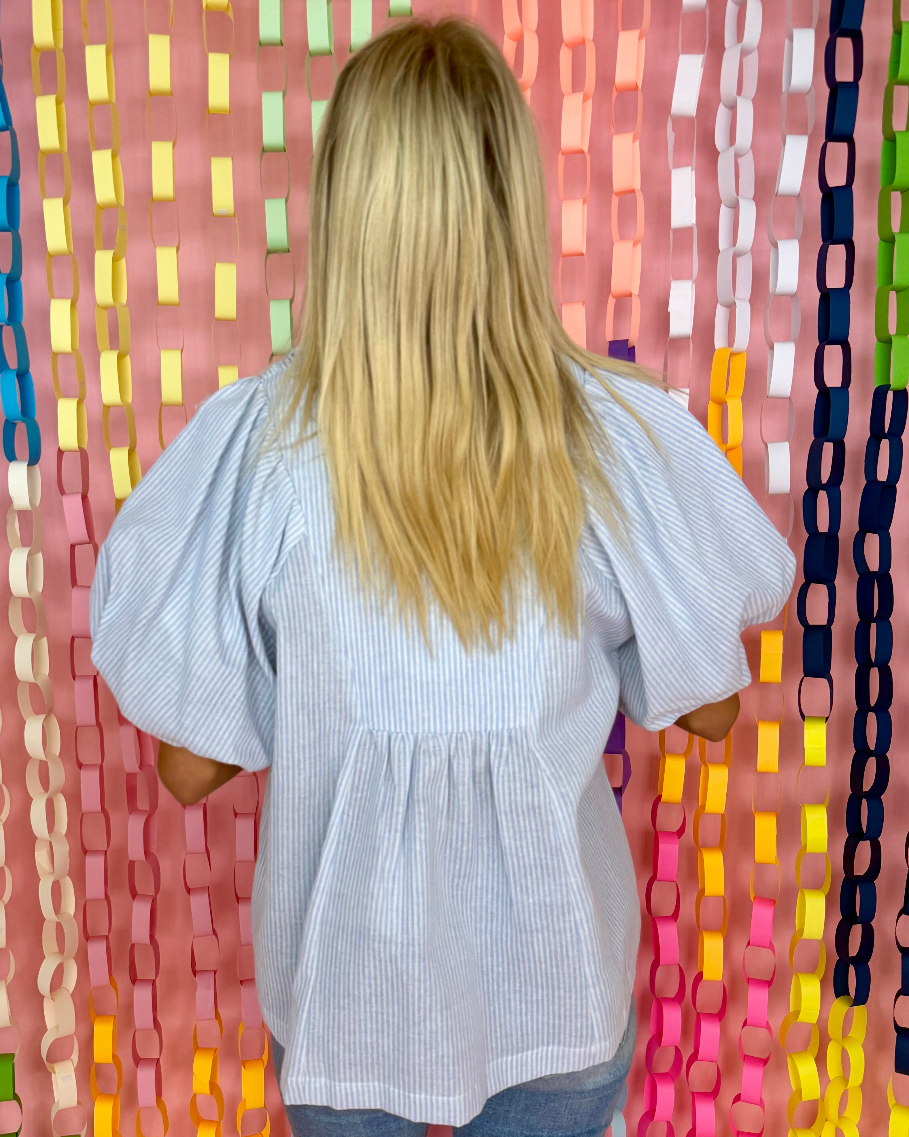 Daily Delight Lt Blue Stripe Collared Top-Shop-Womens-Boutique-Clothing