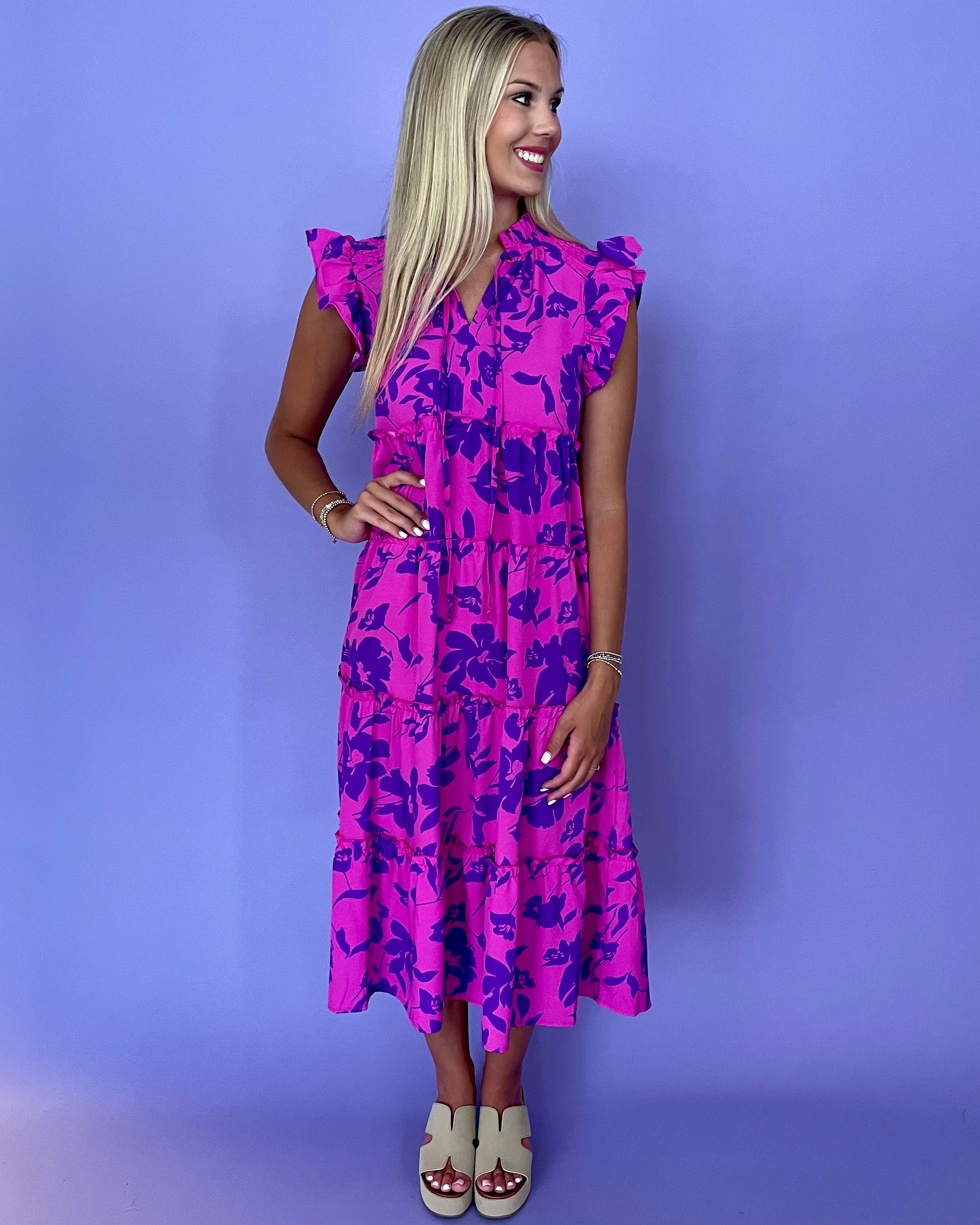 Go Your Way Magenta Mix Floral Midi-Shop-Womens-Boutique-Clothing