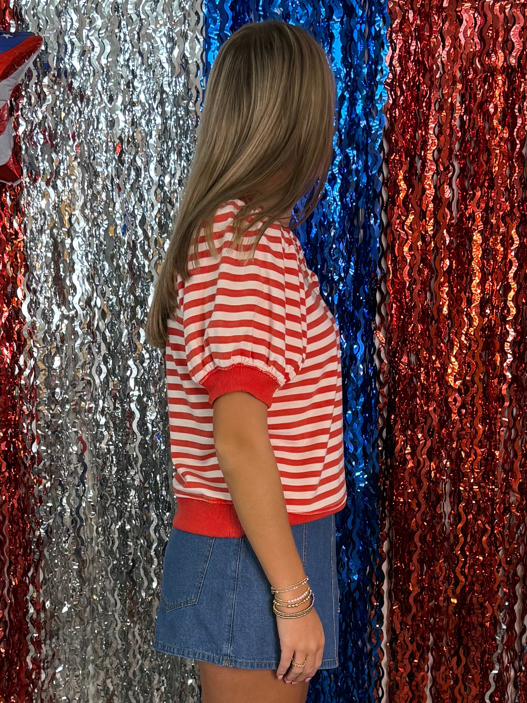Good Things Red Striped Ribbed Hem Top-Shop-Womens-Boutique-Clothing