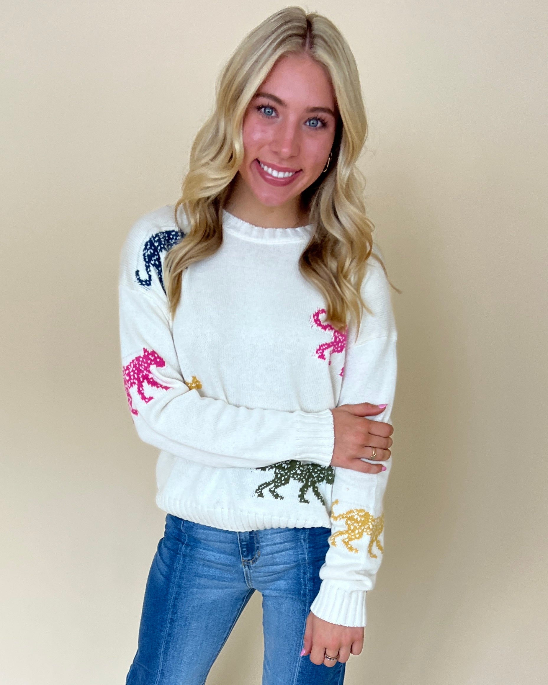 Follow Your Gaze Sand Animal Sweater-Shop-Womens-Boutique-Clothing