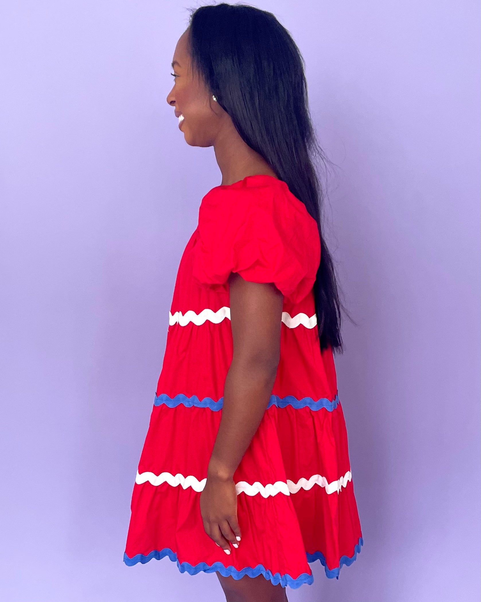 Gleaming Red Ric Rac Dress-Shop-Womens-Boutique-Clothing