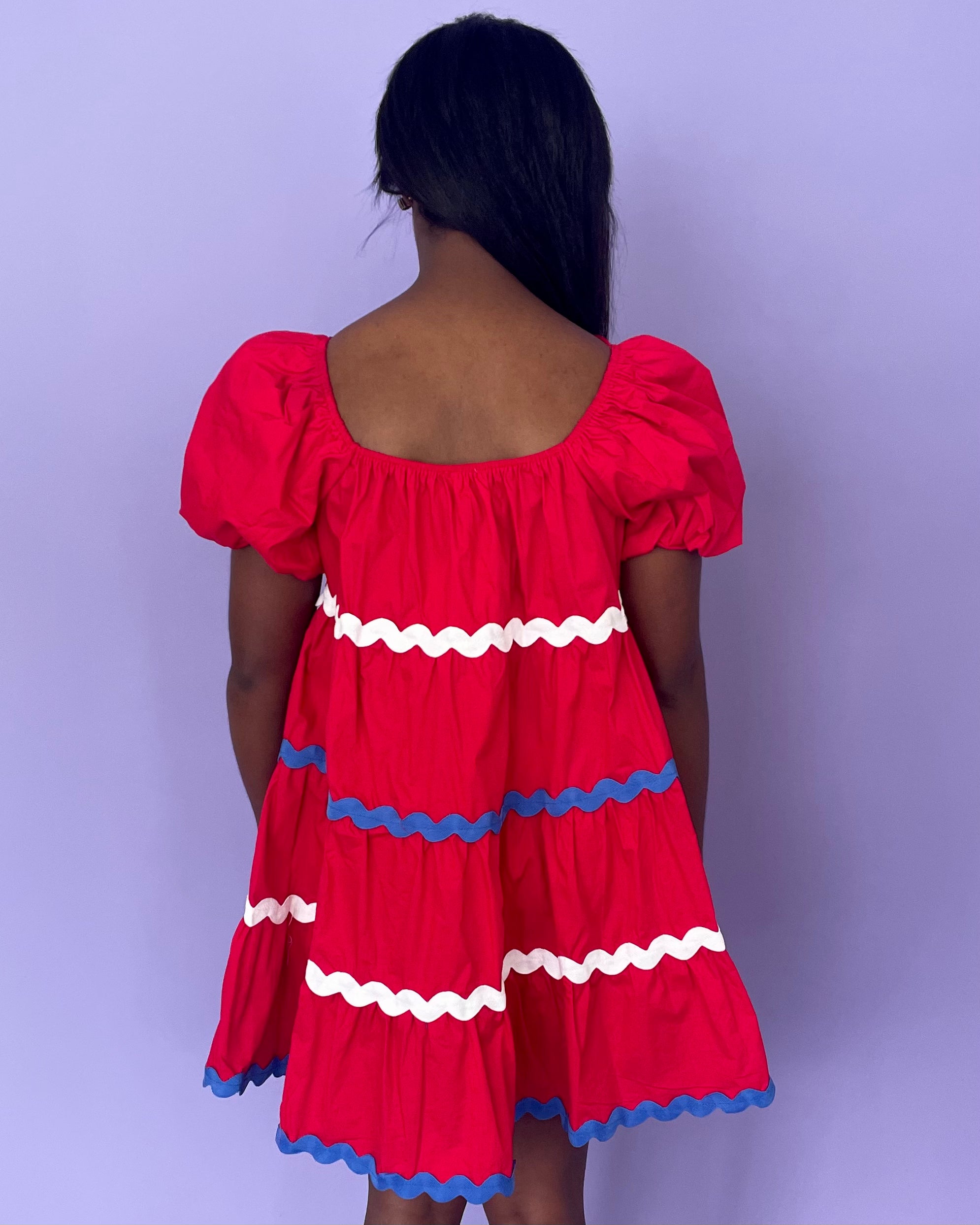 Gleaming Red Ric Rac Dress-Shop-Womens-Boutique-Clothing