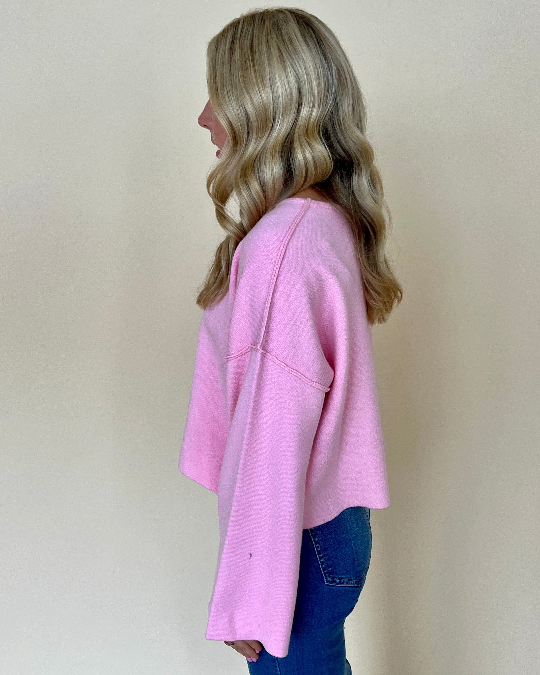 Put You First Bubble Gum Sweater-Shop-Womens-Boutique-Clothing