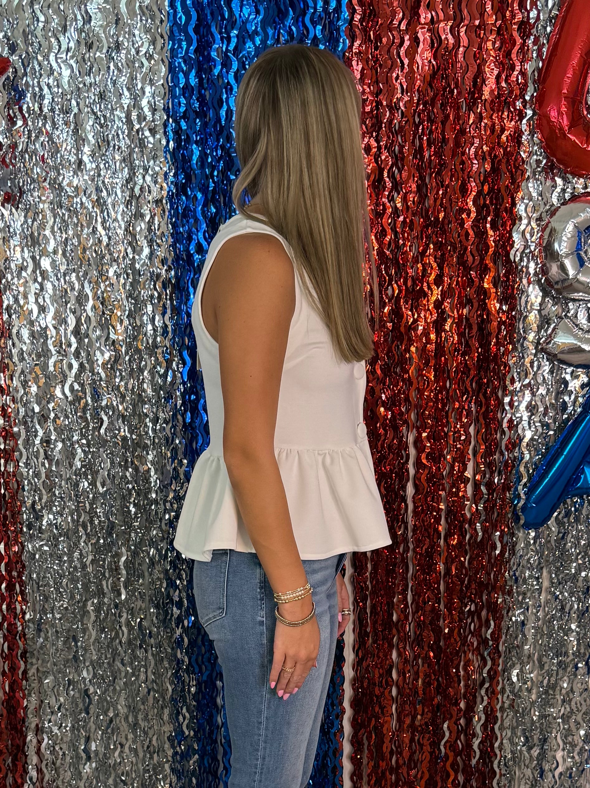 Golden Girl Off White Peplum Top-Shop-Womens-Boutique-Clothing