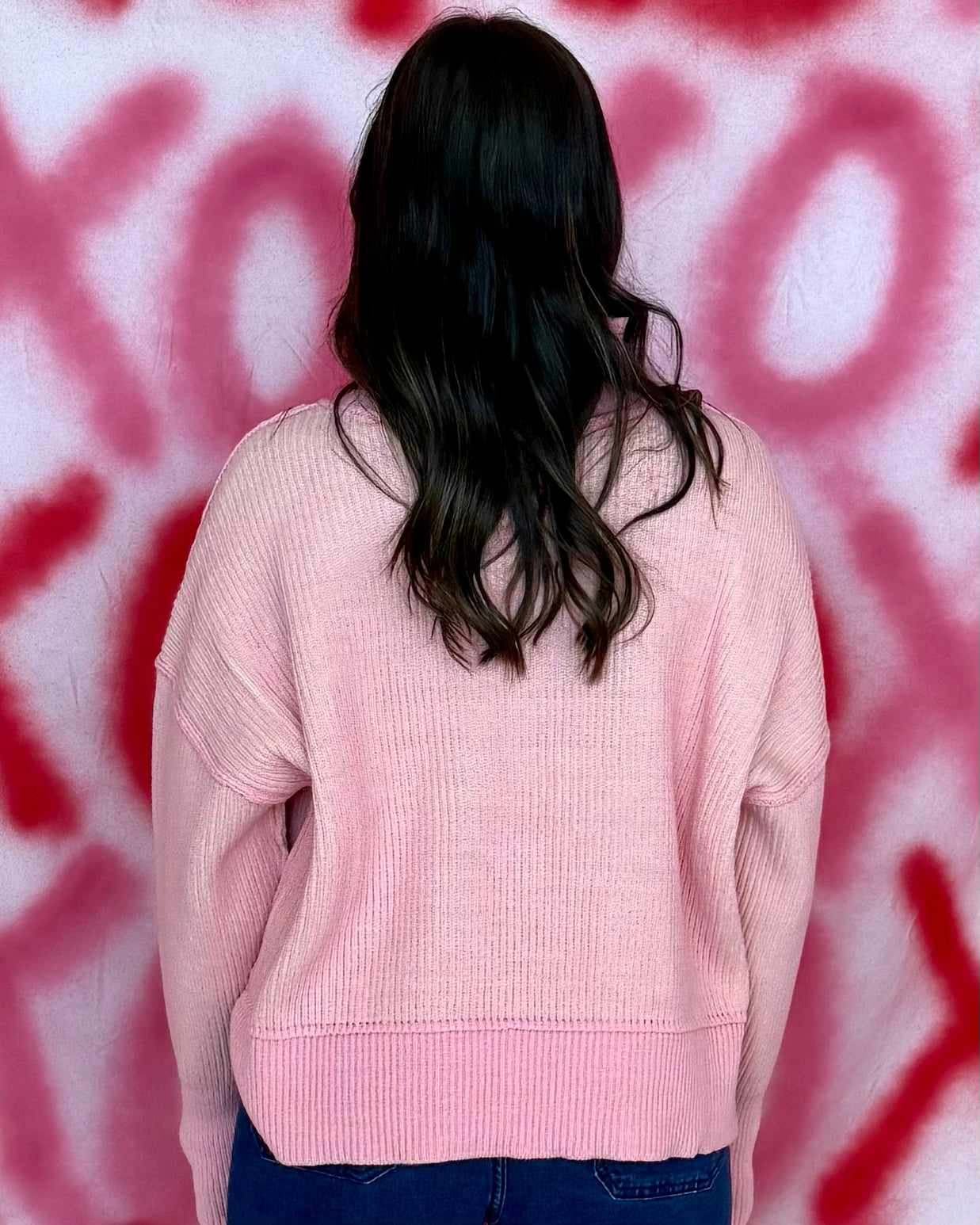 Easy Charm Dk Pink/Taupe Seam Sweater-Shop-Womens-Boutique-Clothing