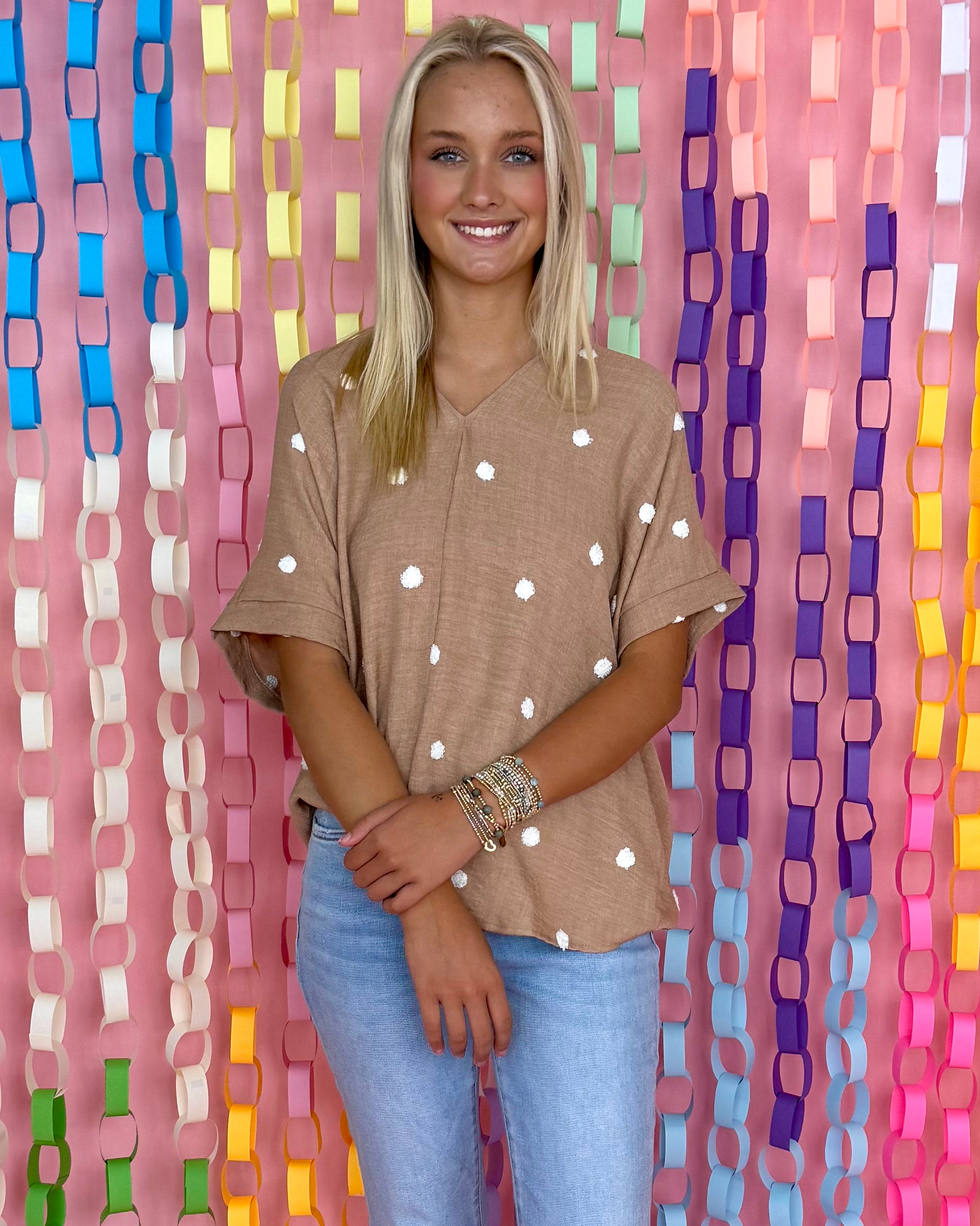 Our Time Taupe Embroidered Boxy Top-Shop-Womens-Boutique-Clothing