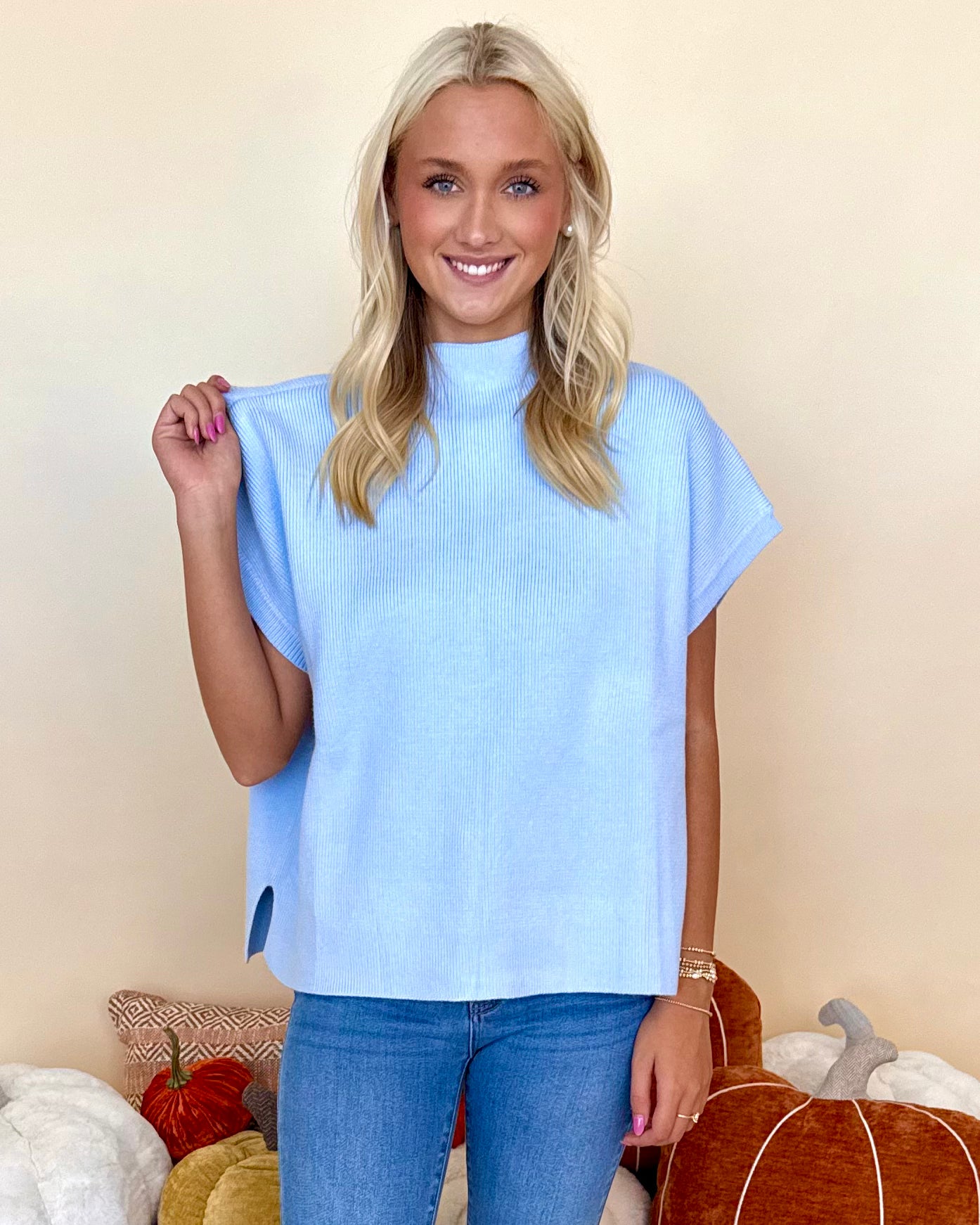 On A Daily Basis Sky Blue Sweater-Shop-Womens-Boutique-Clothing